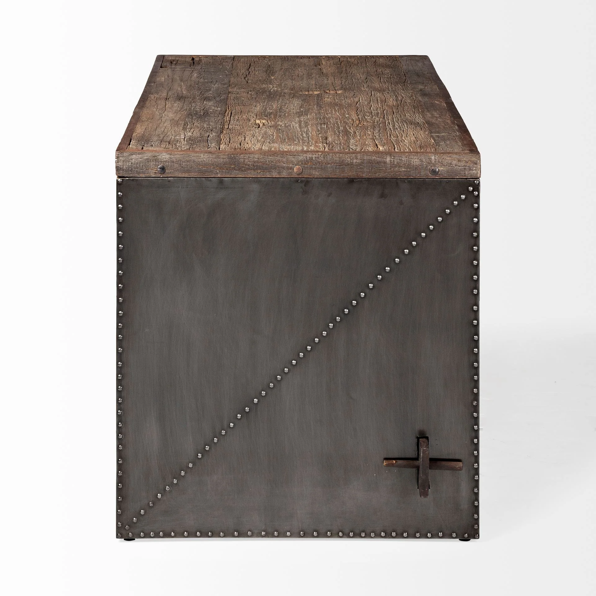 Dark Brown Solid Reclaimed Wood Office Desk With Metal Cladded Frame By Homeroots - Image 4