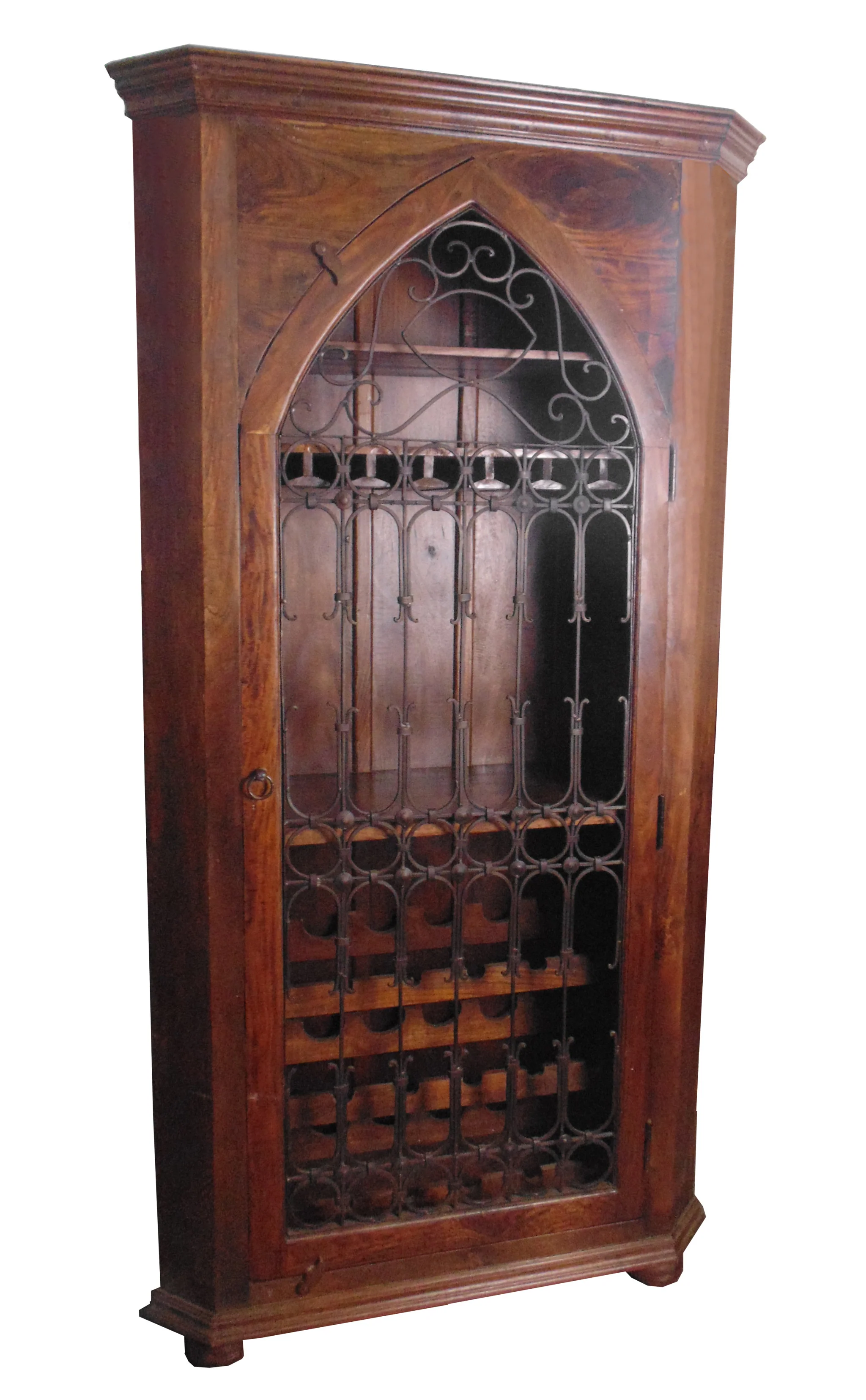 Dark Brown Solid Wood And Iron Bar Cabinet With Three Shelves By Homeroots - Image 2