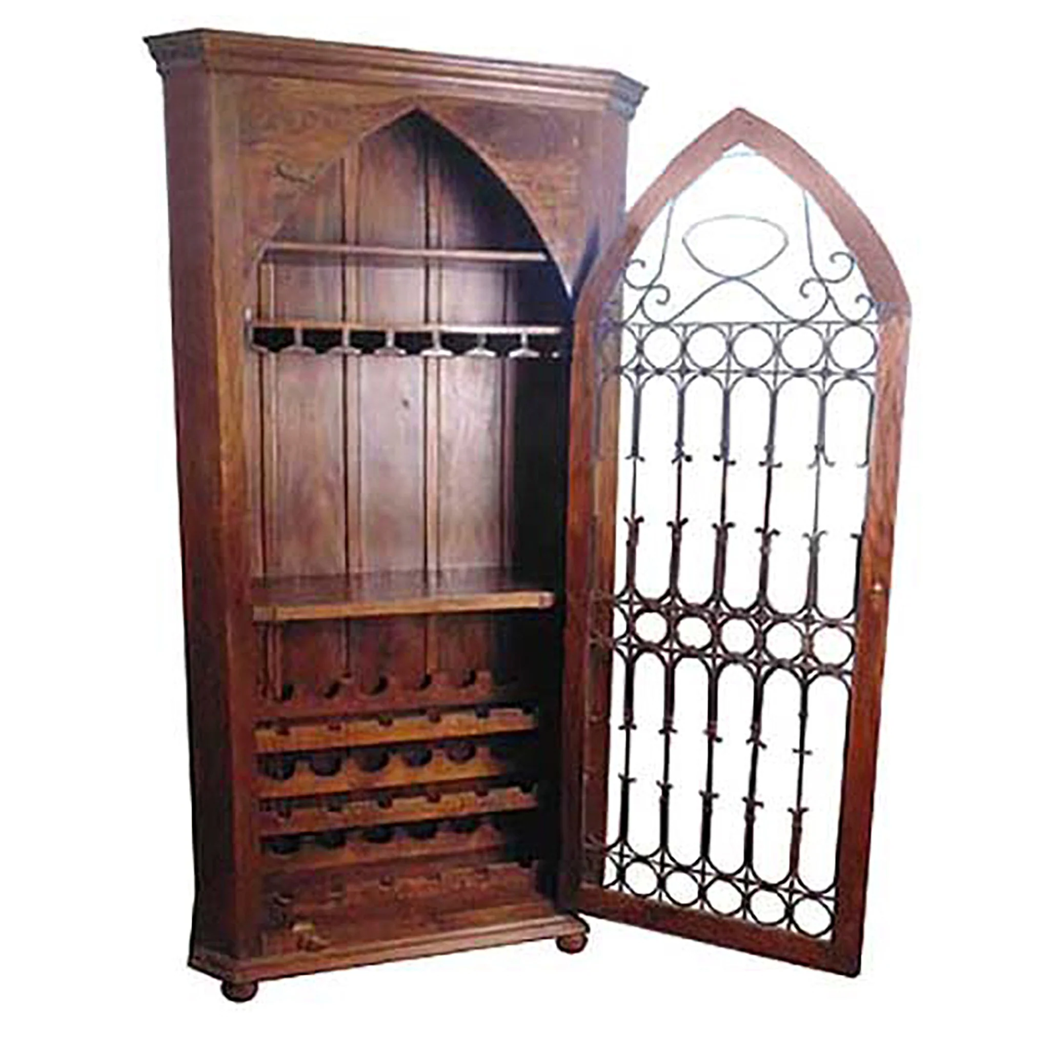 Dark Brown Solid Wood And Iron Bar Cabinet With Three Shelves By Homeroots - Image 3