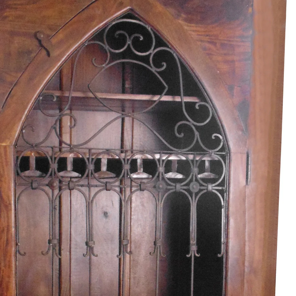 Dark Brown Solid Wood And Iron Bar Cabinet With Three Shelves By Homeroots - Image 4