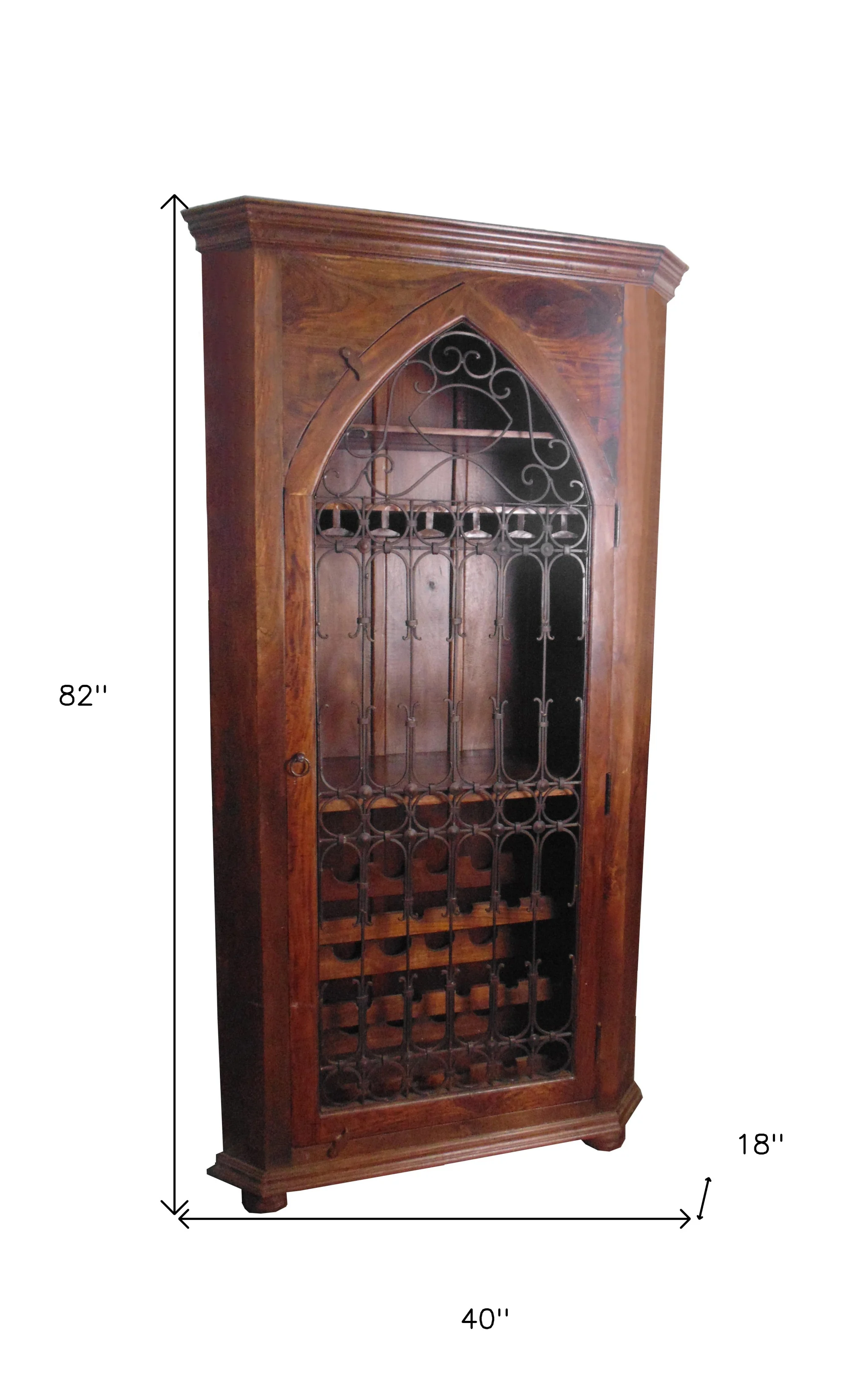 Dark Brown Solid Wood And Iron Bar Cabinet With Three Shelves By Homeroots - Image 5