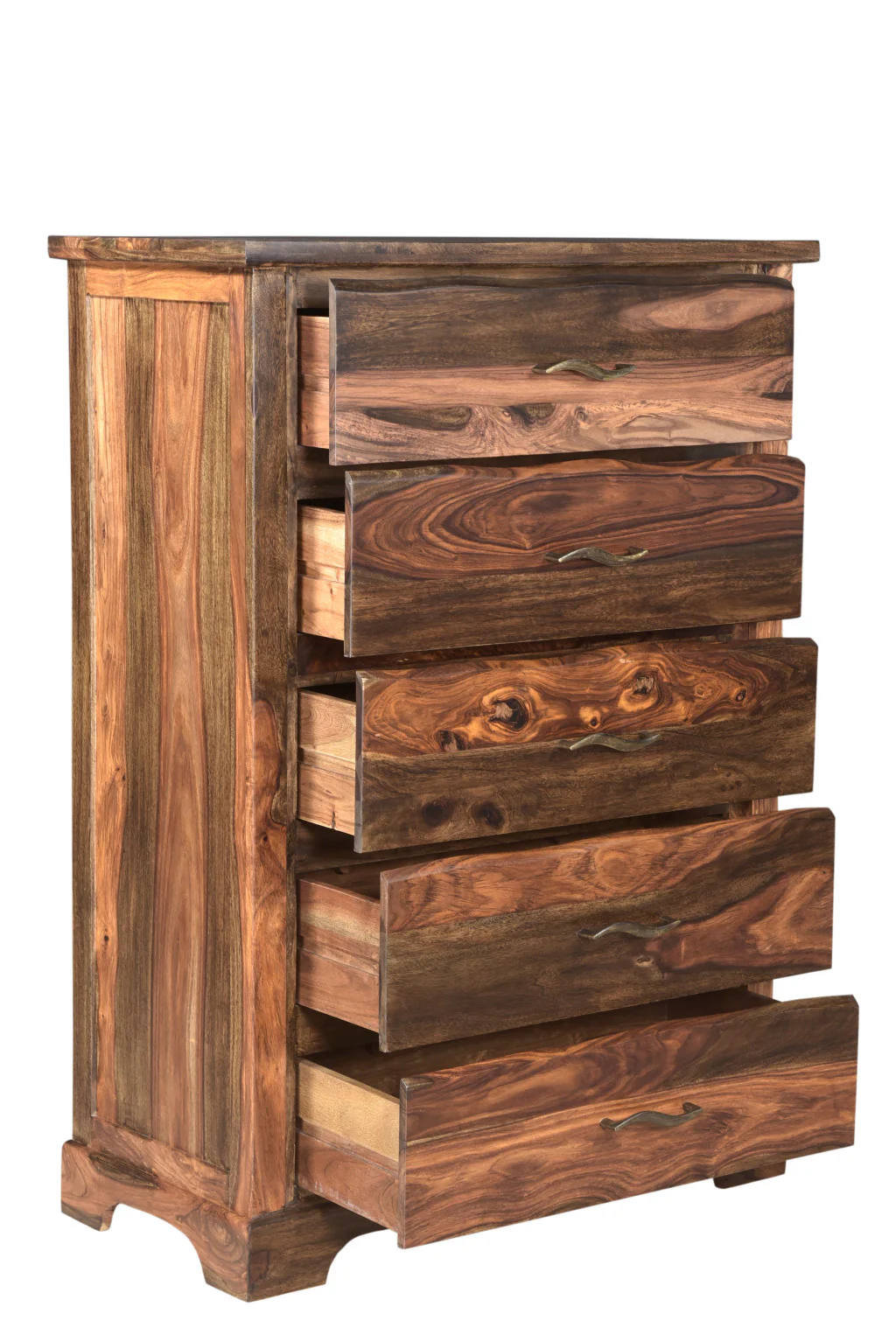 Dark Brown Solid Wood Five Drawer Chest By Homeroots - Image 2