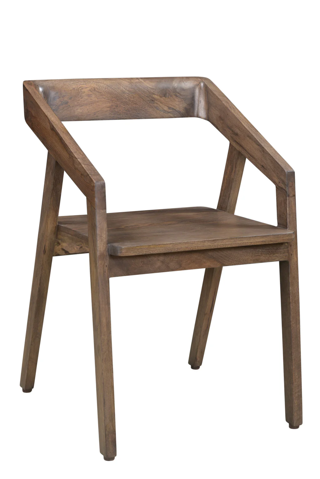 Dark Brown Solid Wood Open Back Dining Arm Chair By Homeroots - Image 3