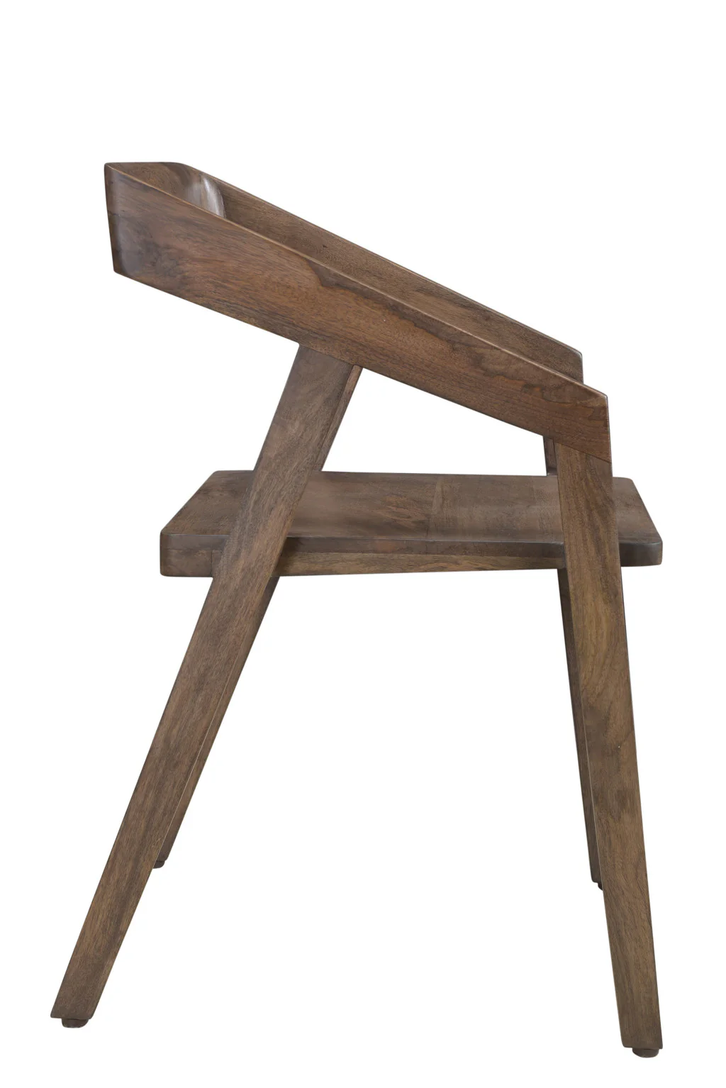 Dark Brown Solid Wood Open Back Dining Arm Chair By Homeroots - Image 5