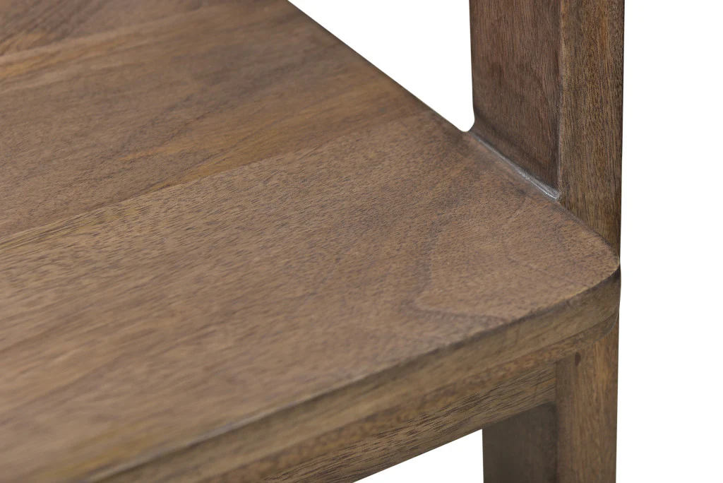 Dark Brown Solid Wood Open Back Dining Arm Chair By Homeroots - Image 8