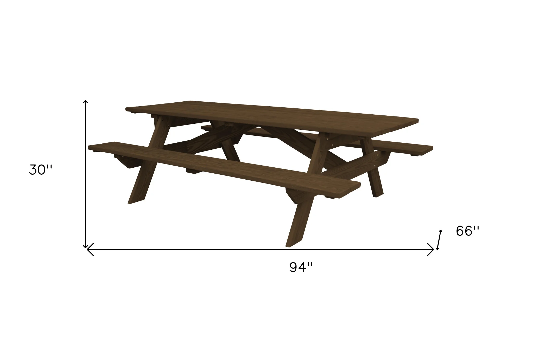 Dark Brown Solid Wood Outdoor Picnic Table By Homeroots - Image 4