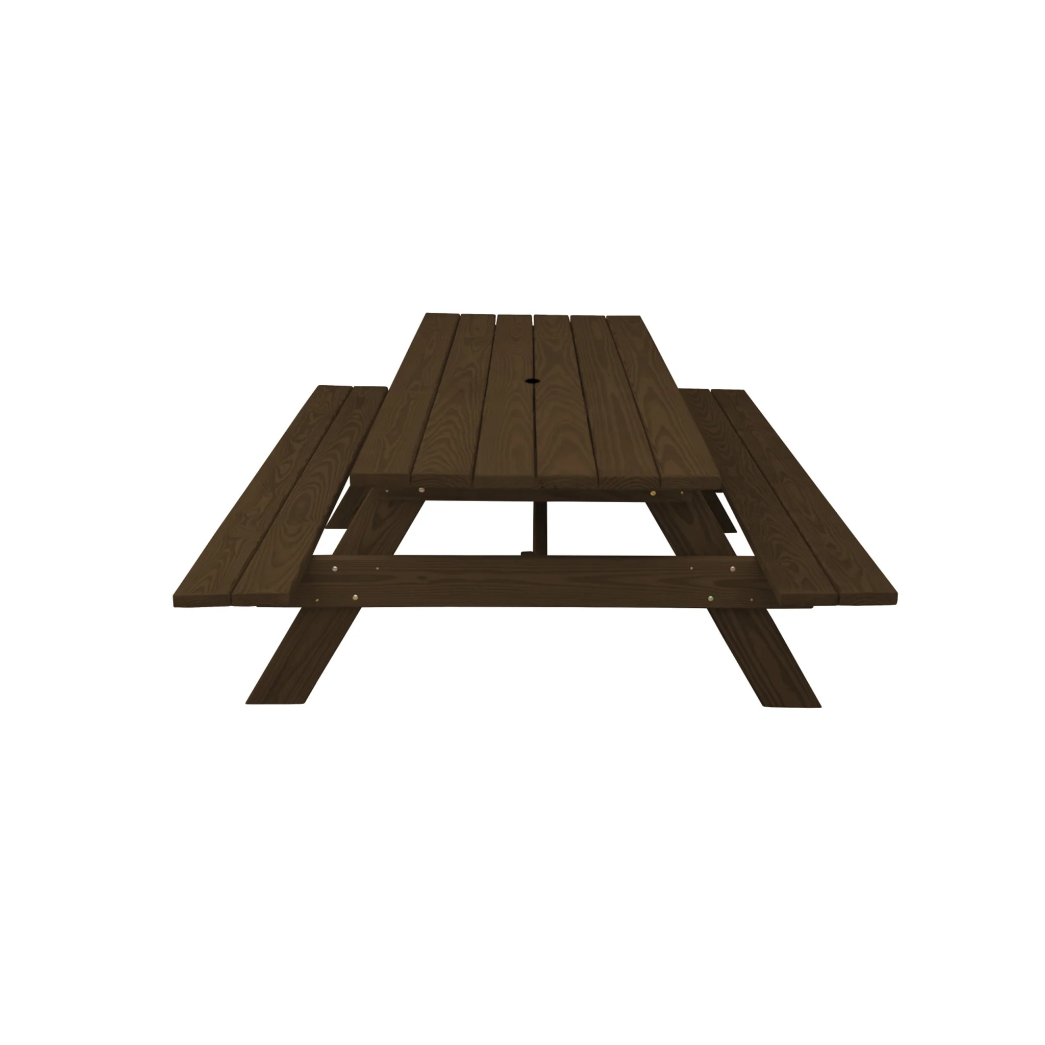 Dark Brown Solid Wood Outdoor Picnic Table with Umbrella Hole By Homeroots - Image 4