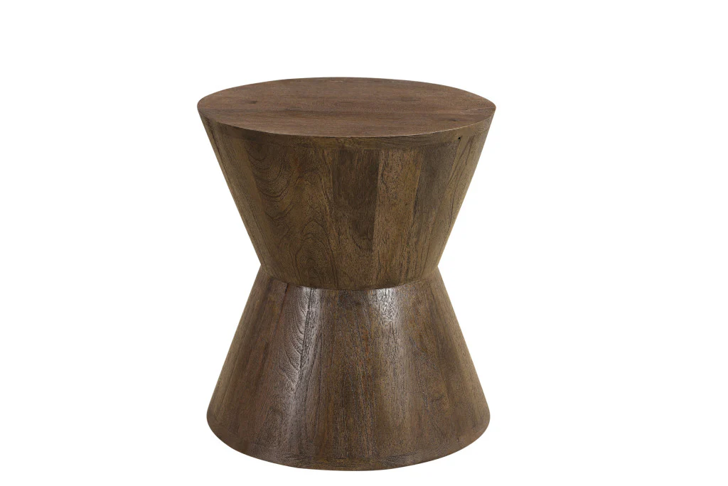 Dark Brown Solid Wood Round End Table By Homeroots - Image 2