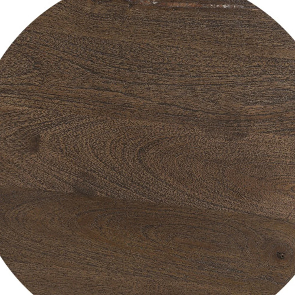 Dark Brown Solid Wood Round End Table By Homeroots - Image 4