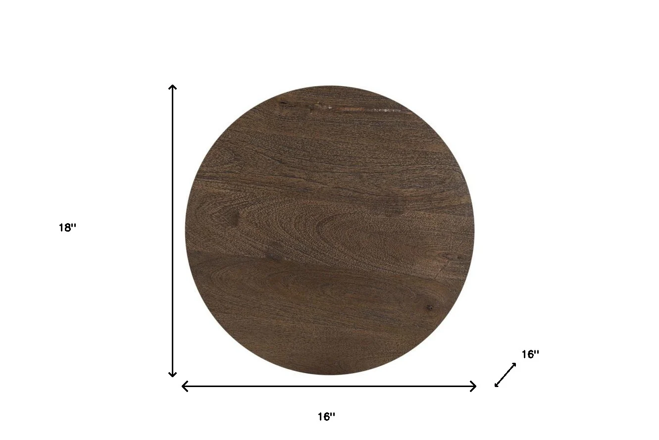 Dark Brown Solid Wood Round End Table By Homeroots - Image 6