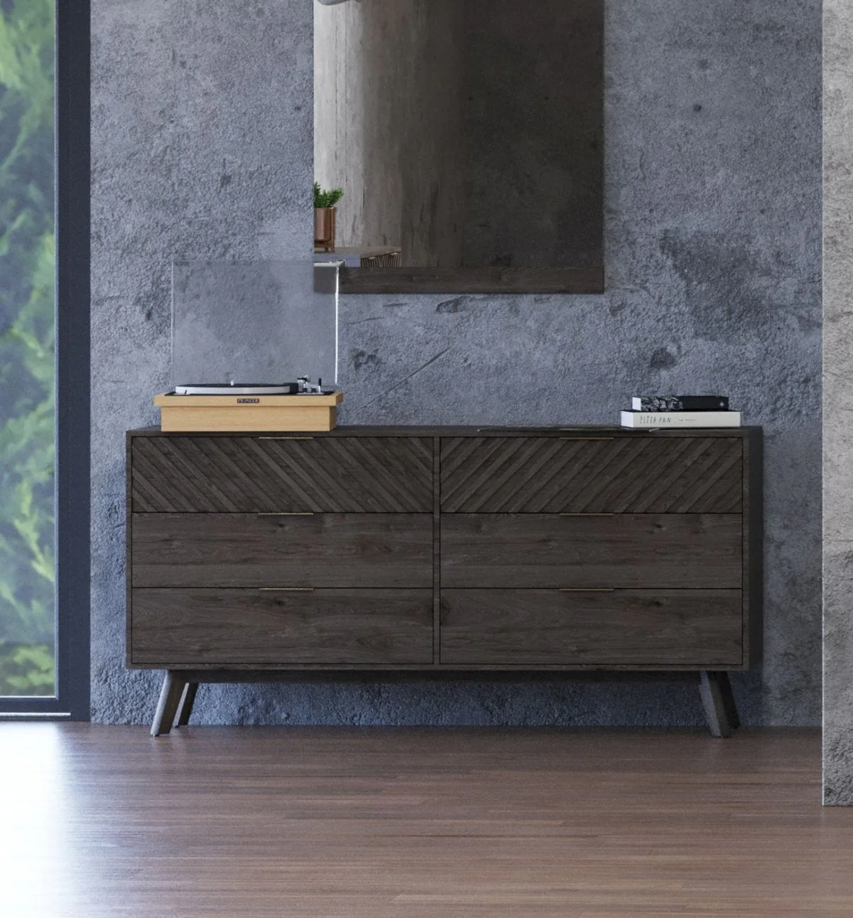 Dark Brown Solid Wood Six Drawer Double Dresser By Homeroots - Image 2