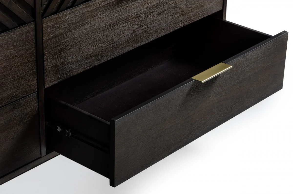 Dark Brown Solid Wood Six Drawer Double Dresser By Homeroots - Image 3