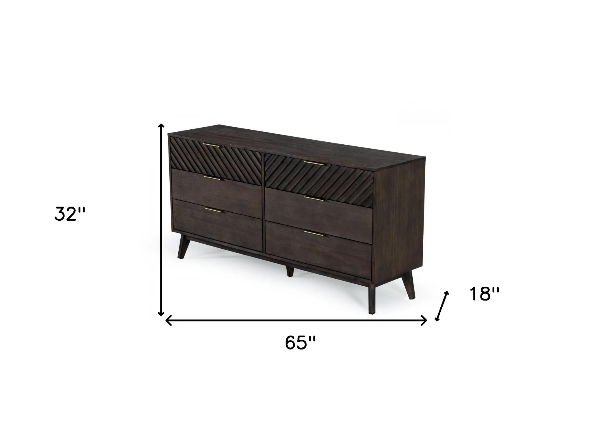 Dark Brown Solid Wood Six Drawer Double Dresser By Homeroots - Image 5