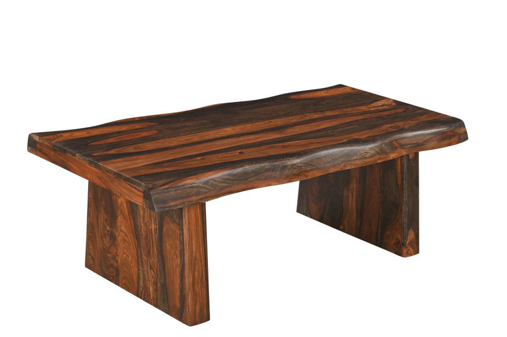 Dark Brown Solid Wood Sled Coffee Table By Homeroots - Image 3