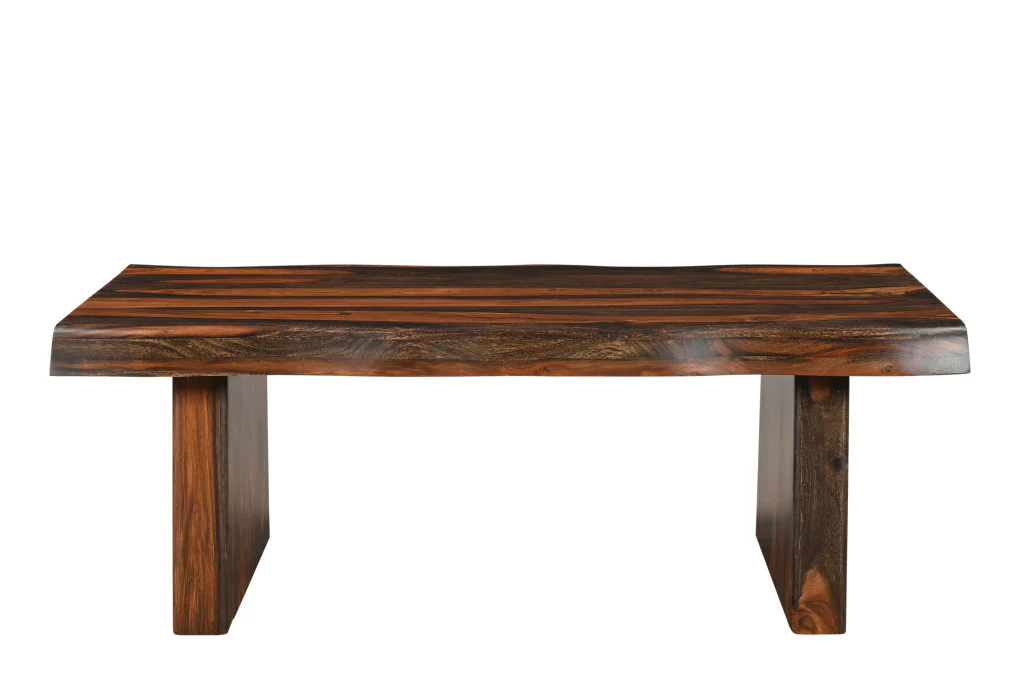 Dark Brown Solid Wood Sled Coffee Table By Homeroots - Image 4