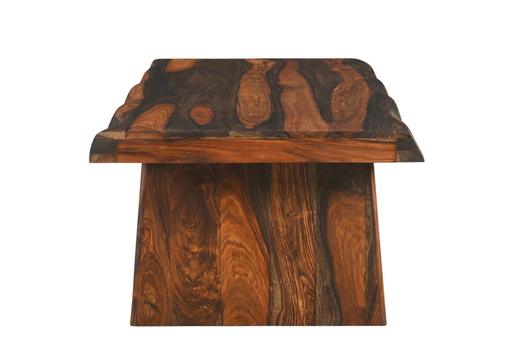 Dark Brown Solid Wood Sled Coffee Table By Homeroots - Image 5