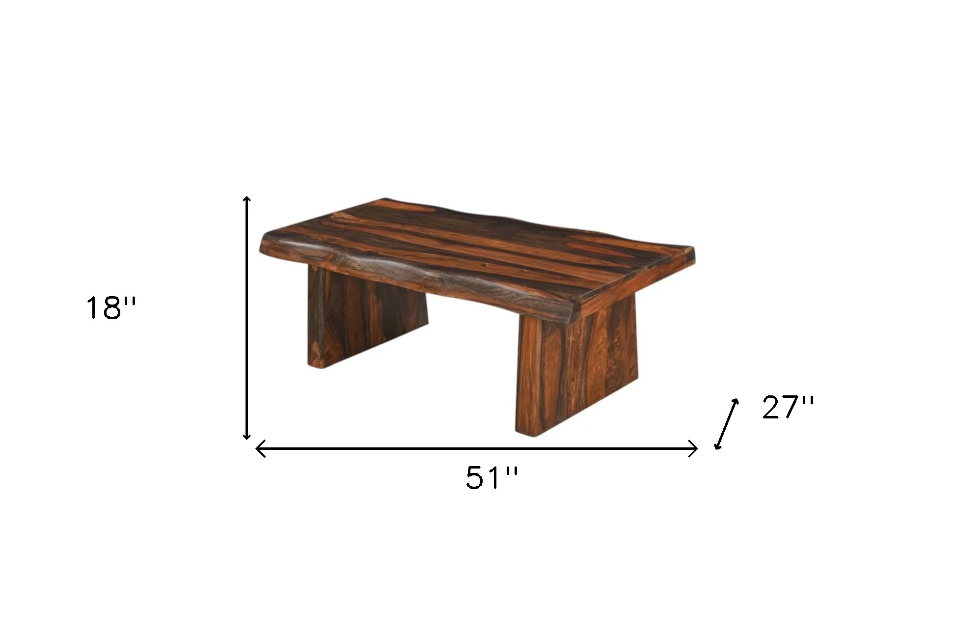 Dark Brown Solid Wood Sled Coffee Table By Homeroots - Image 7