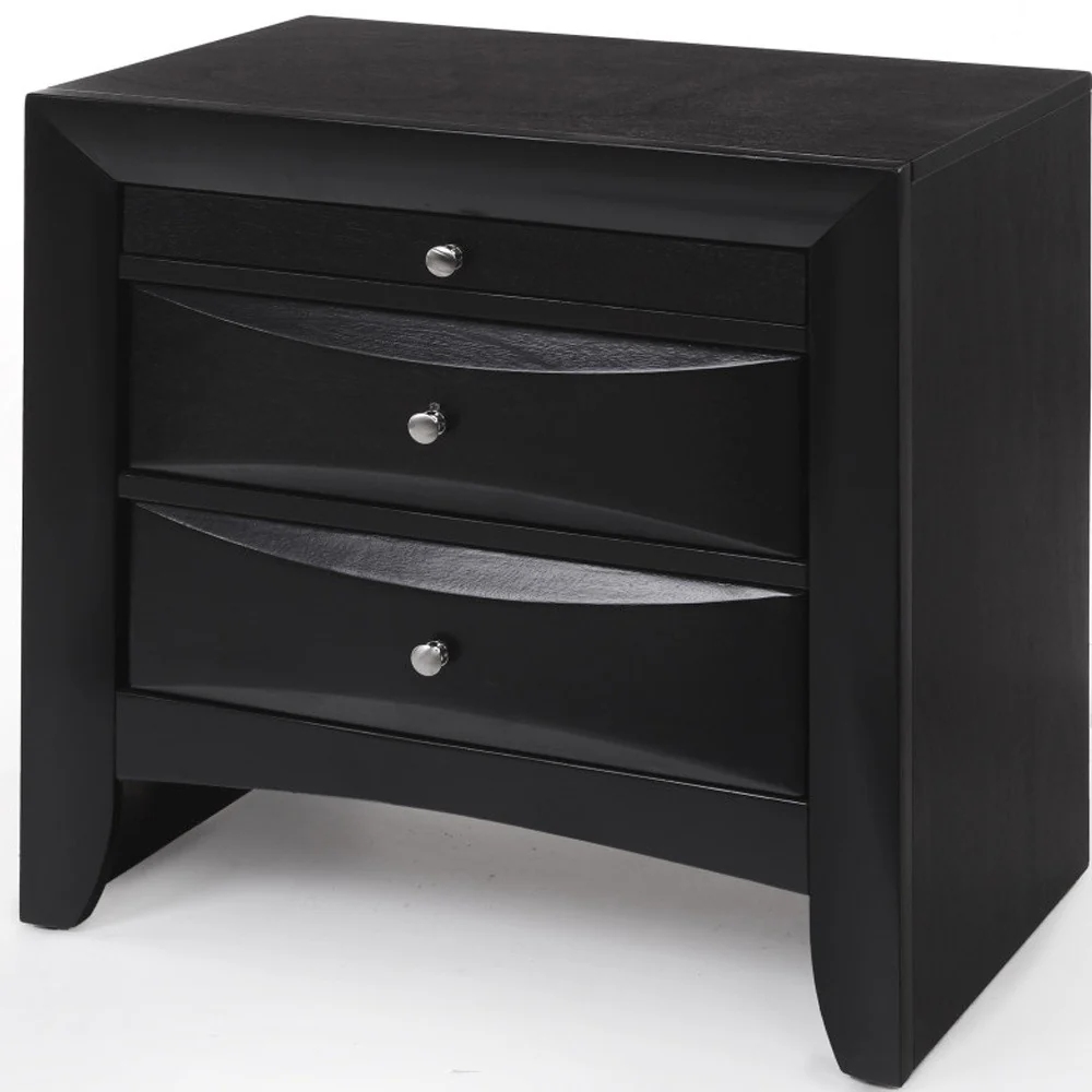 Dark Brown Three Drawer Nightstand By Homeroots - Image 2