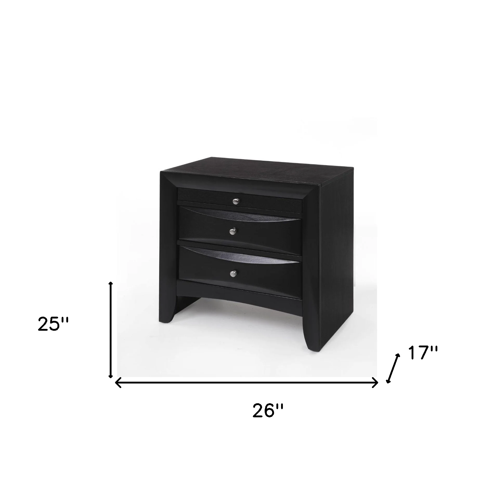 Dark Brown Three Drawer Nightstand By Homeroots - Image 3
