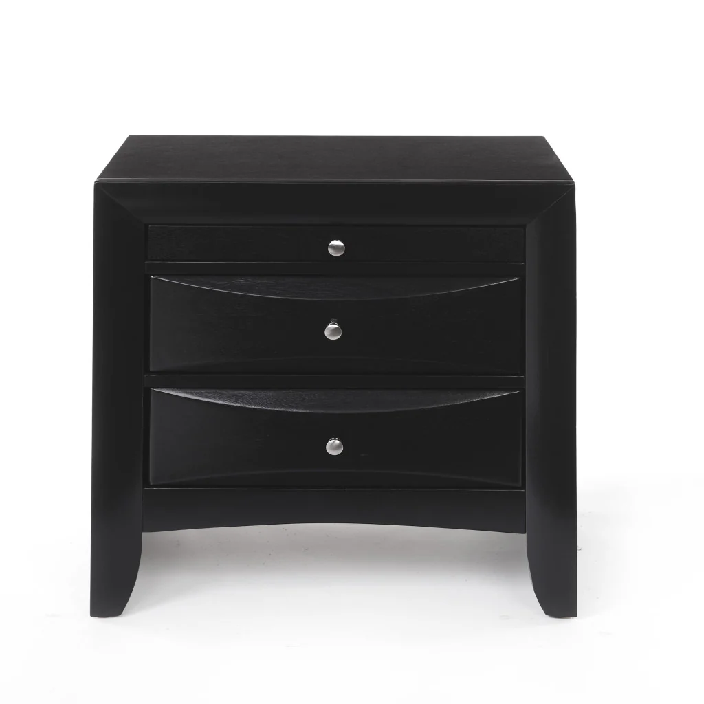 Dark Brown Three Drawer Nightstand By Homeroots - Image 4