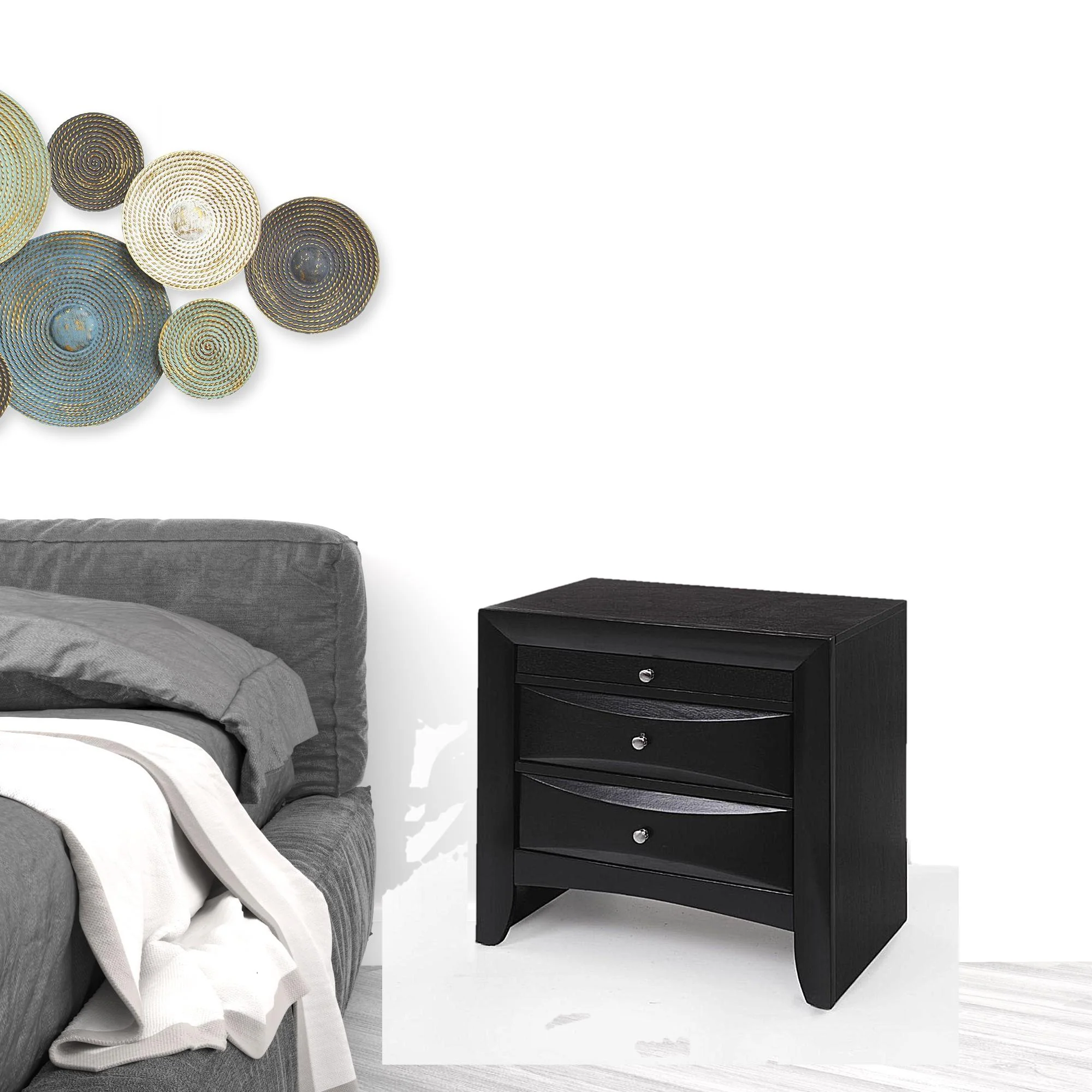 Dark Brown Three Drawer Nightstand By Homeroots - Image 5