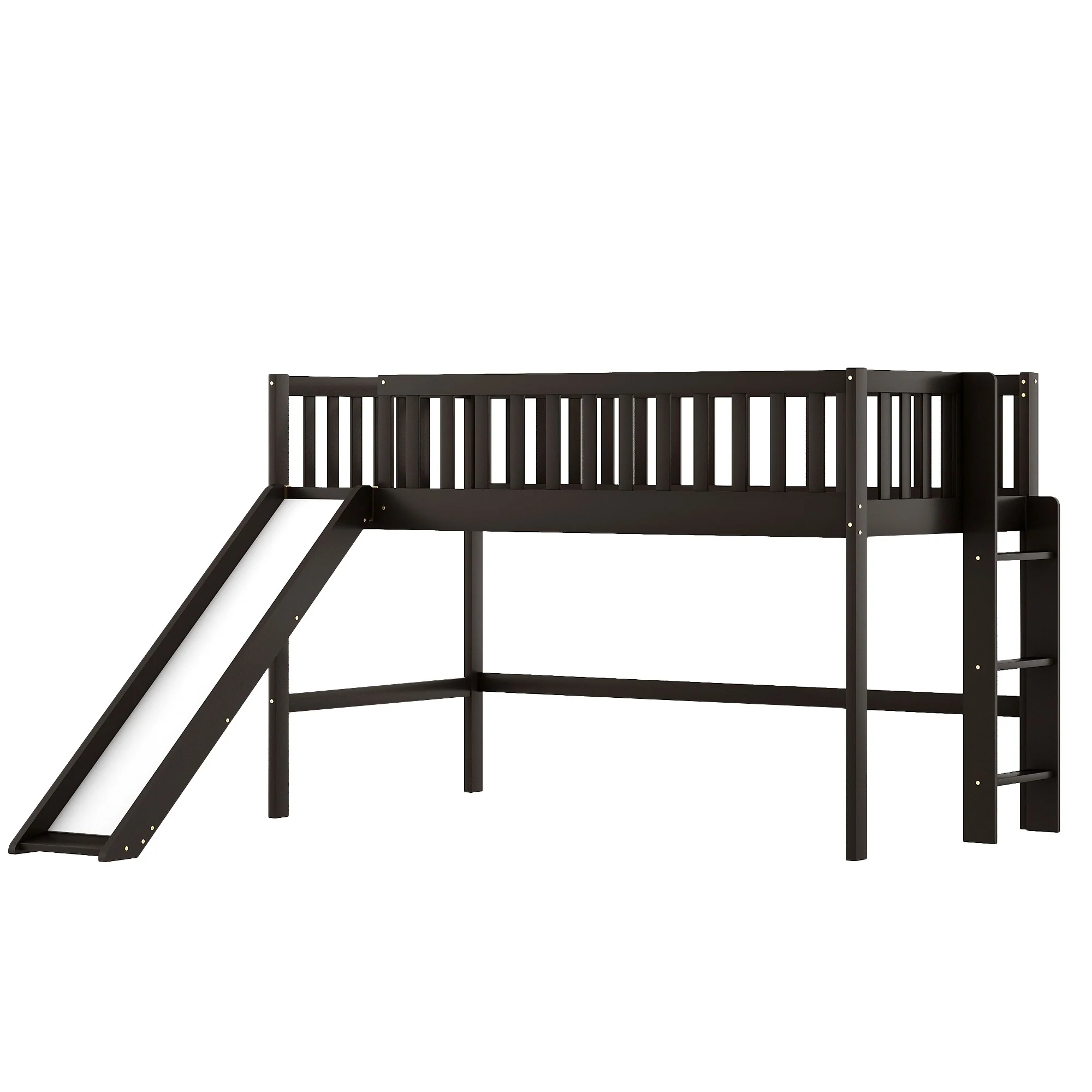 Dark Brown Twin Size Loft Bed With Slide By Homeroots - Image 5