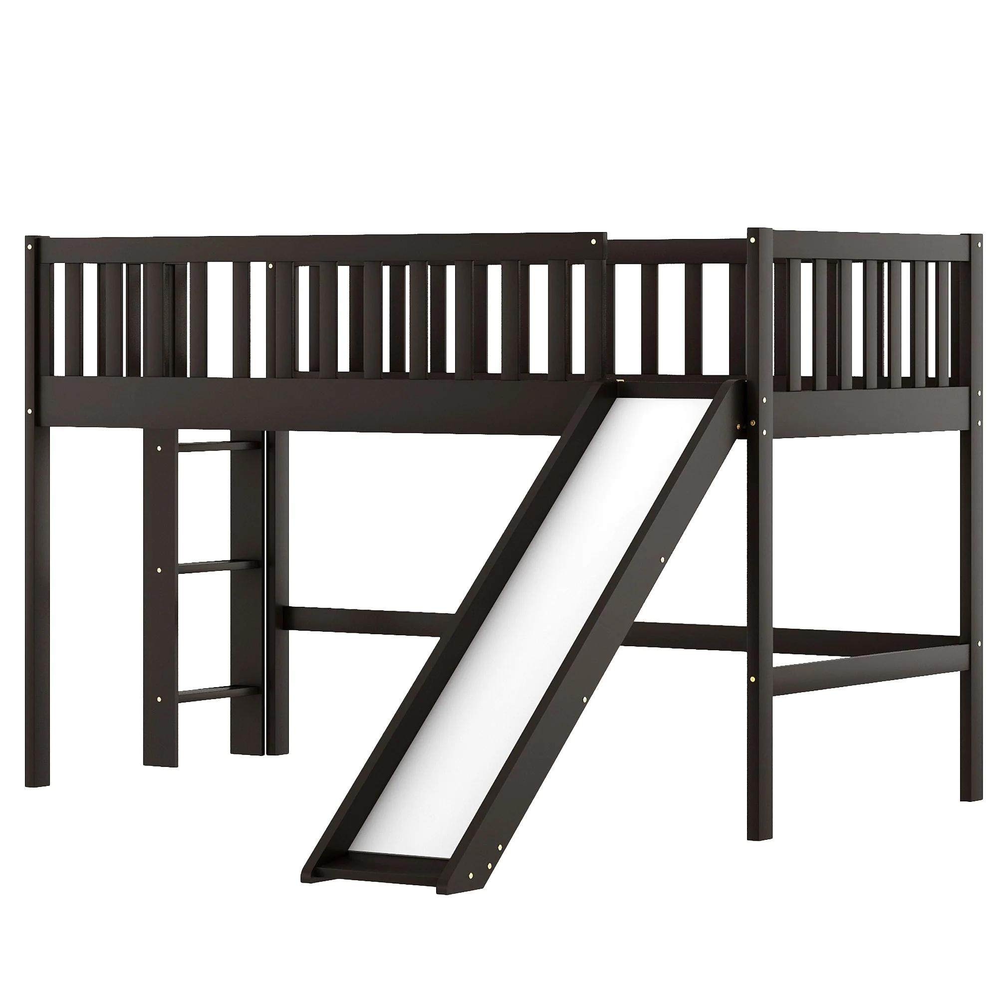 Dark Brown Twin Size Loft Bed With Slide By Homeroots - Image 7