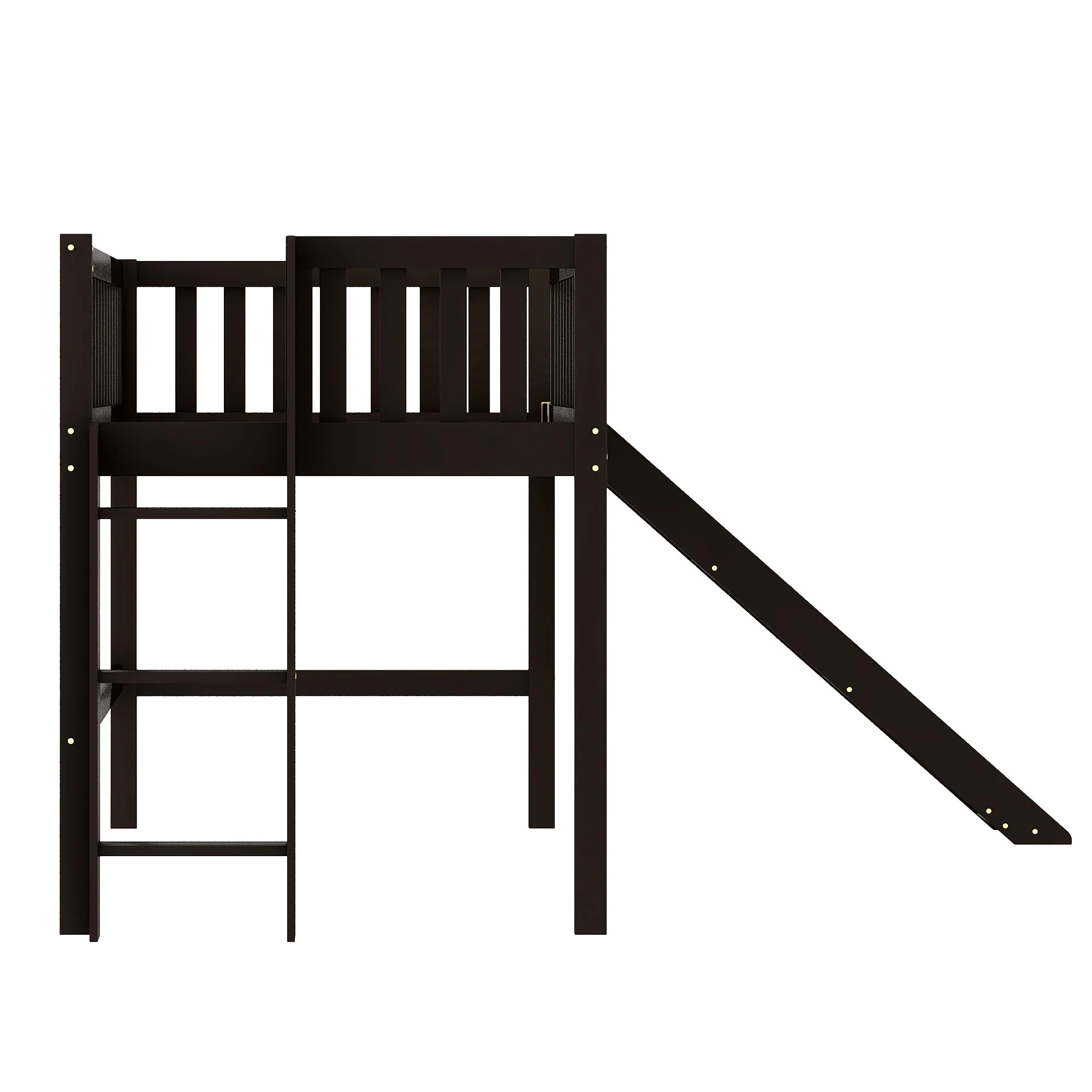 Dark Brown Twin Size Loft Bed With Slide By Homeroots - Image 9