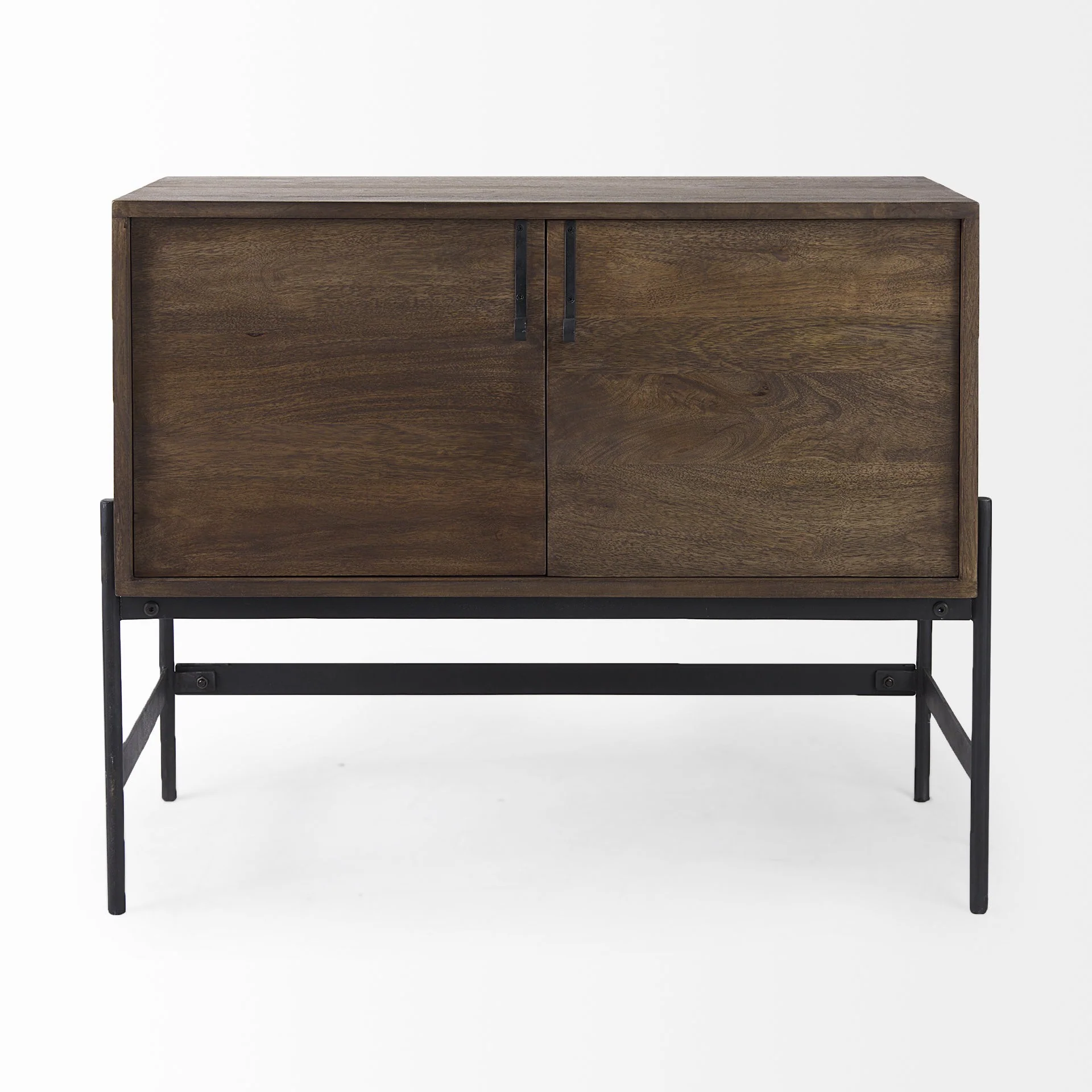 Dark Brown Two Door Cabinet With Metal Legs By Homeroots - Image 2