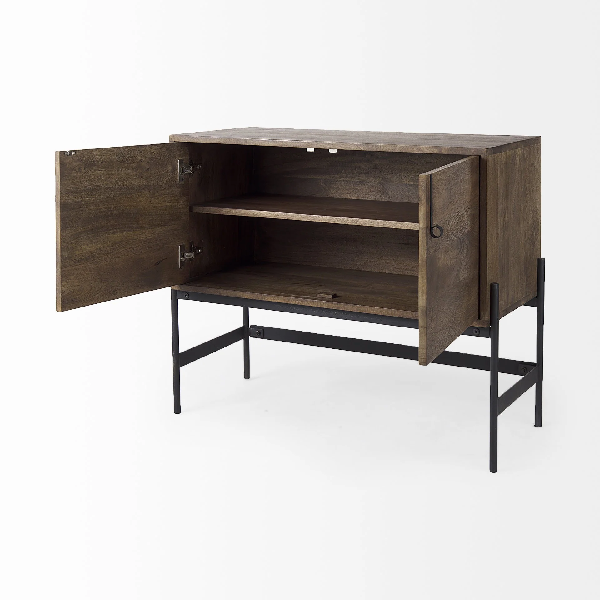 Dark Brown Two Door Cabinet With Metal Legs By Homeroots - Image 5
