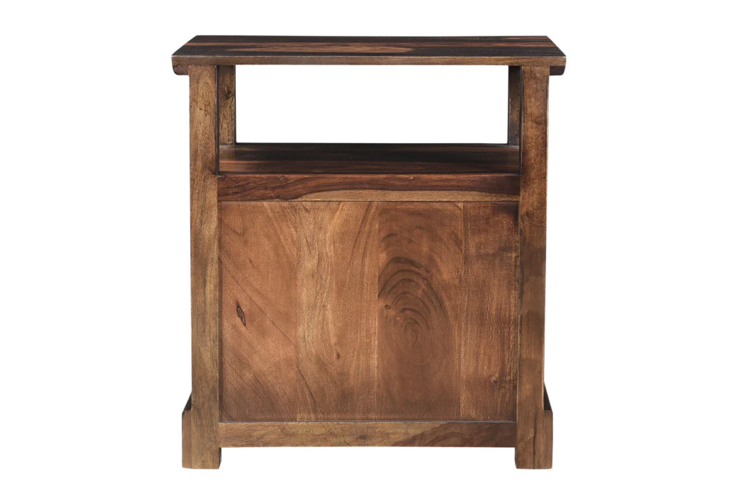 Dark Brown Two Drawer Solid Wood Nightstand By Homeroots - Image 5