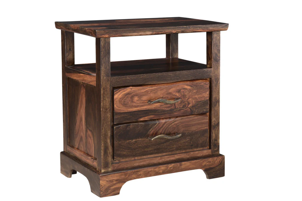 Dark Brown Two Drawer Solid Wood Nightstand By Homeroots - Image 7