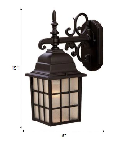 Dark Brown Window Pane Lantern Wall Light By Homeroots - Image 2
