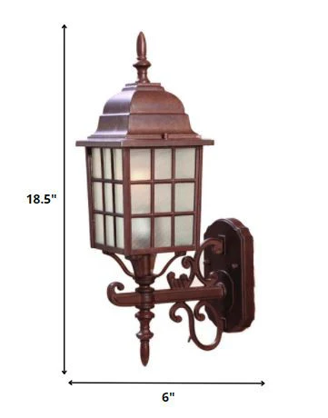 Dark Brown Window Pane Lantern Wall Sconce By Homeroots - Image 2