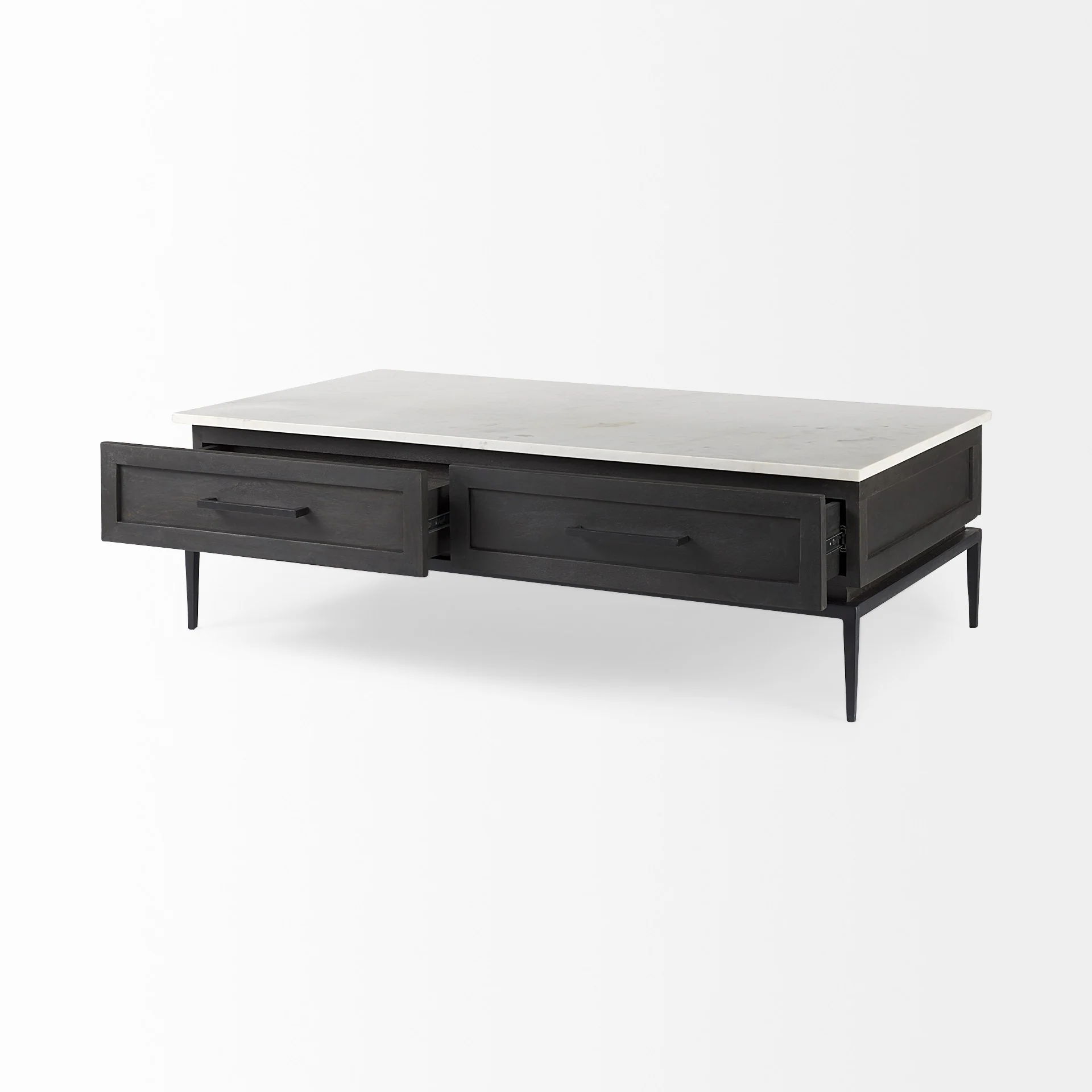 Dark Brown Wood and Marble Coffee Table By Homeroots - Image 6