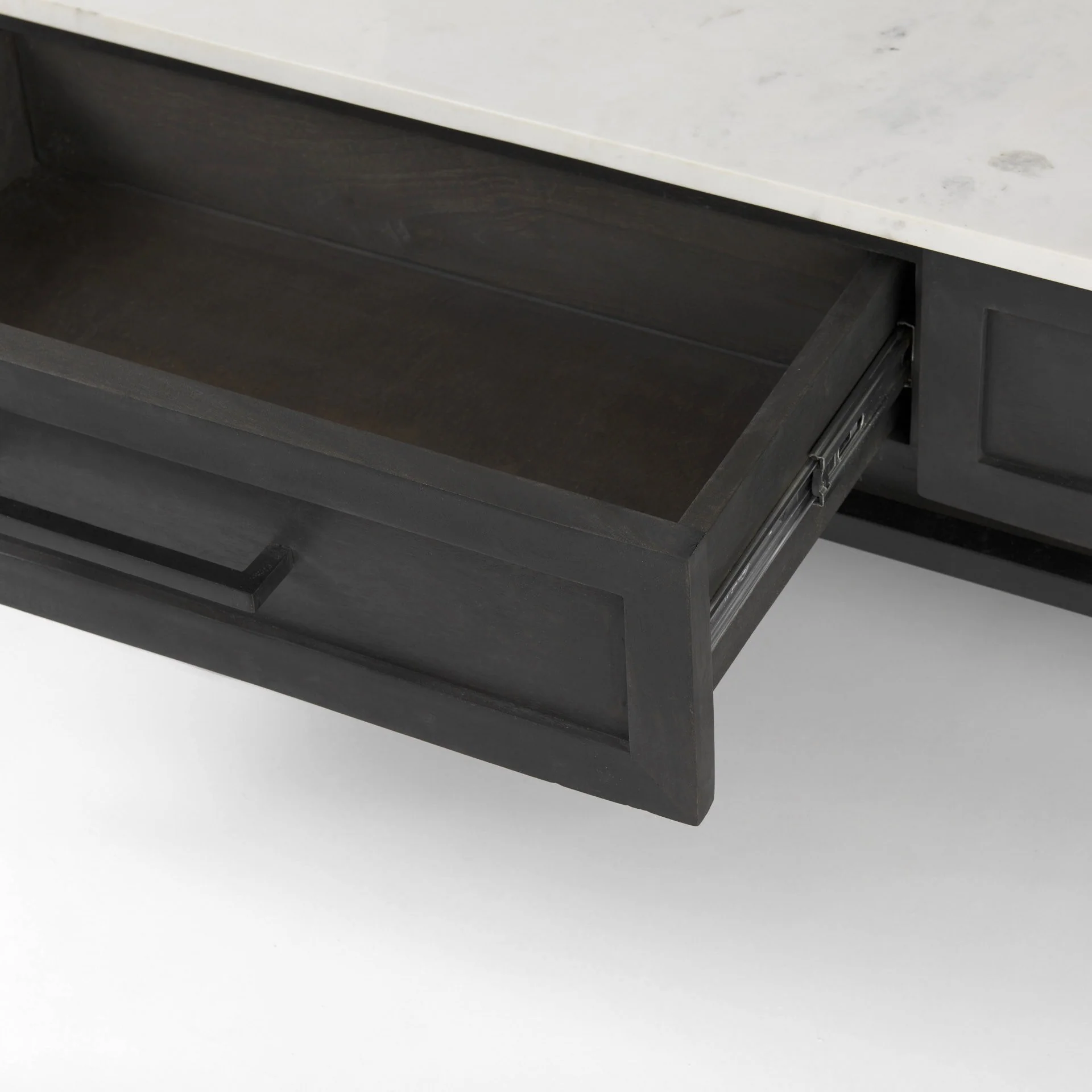 Dark Brown Wood and Marble Coffee Table By Homeroots - Image 9