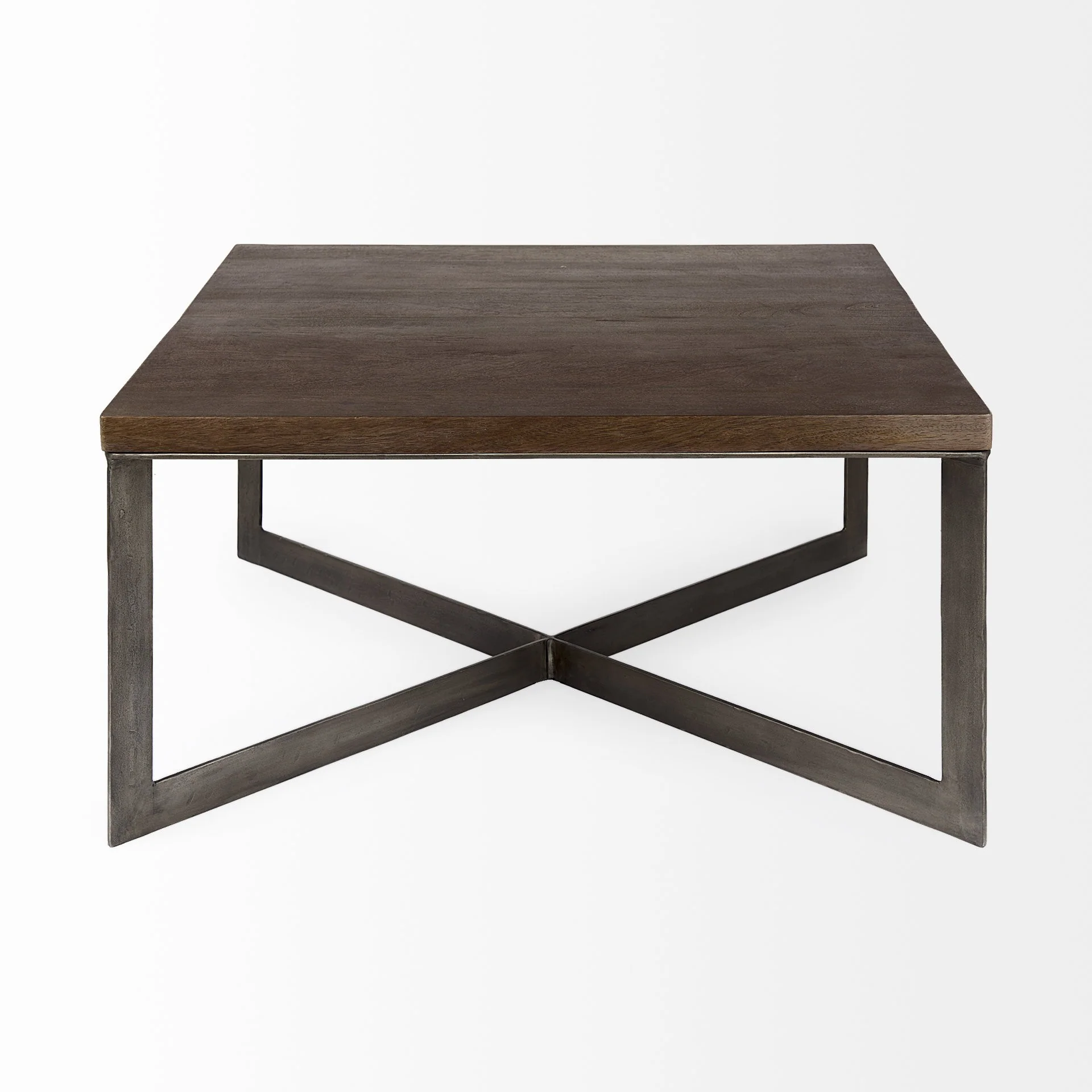 Dark Brown Wood and Metal Coffee Table By Homeroots - Image 2