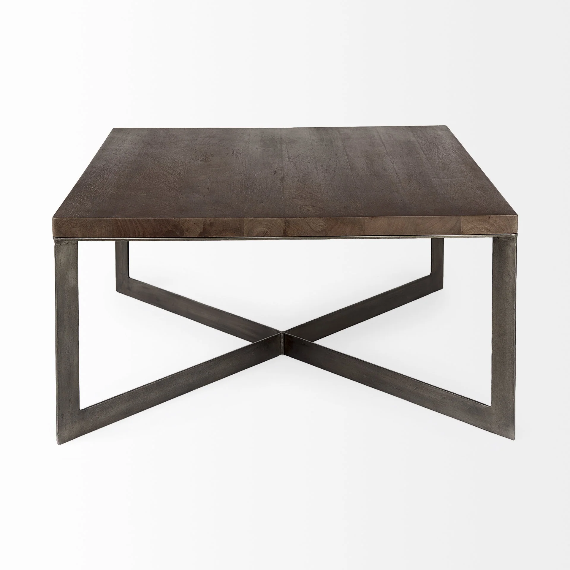 Dark Brown Wood and Metal Coffee Table By Homeroots - Image 3