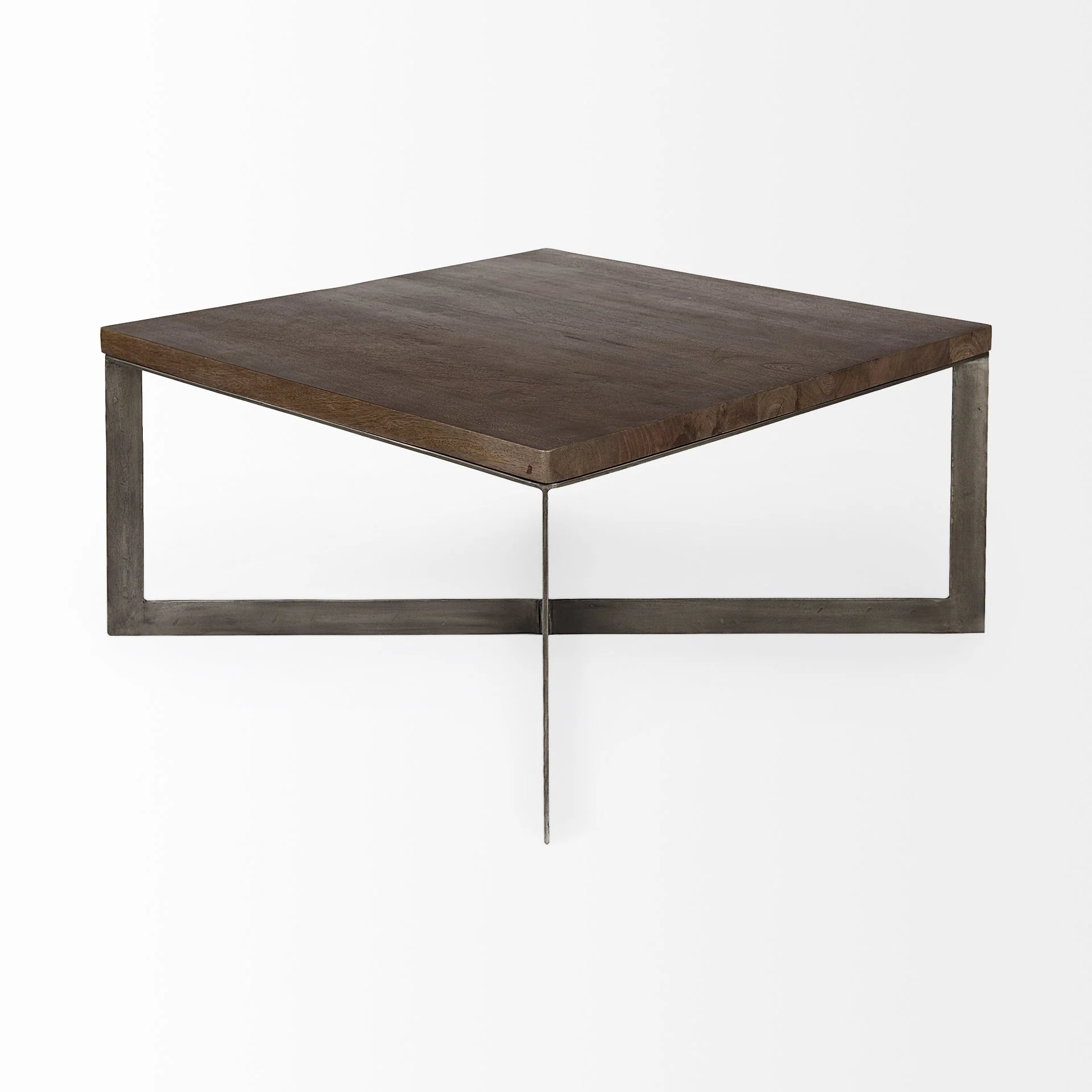 Dark Brown Wood and Metal Coffee Table By Homeroots - Image 4