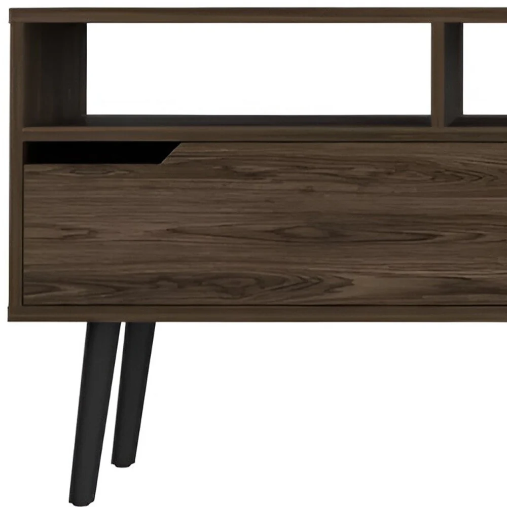 Dark Brown Wood Enclosed and Open Storage TV Stand By Homeroots - Image 2