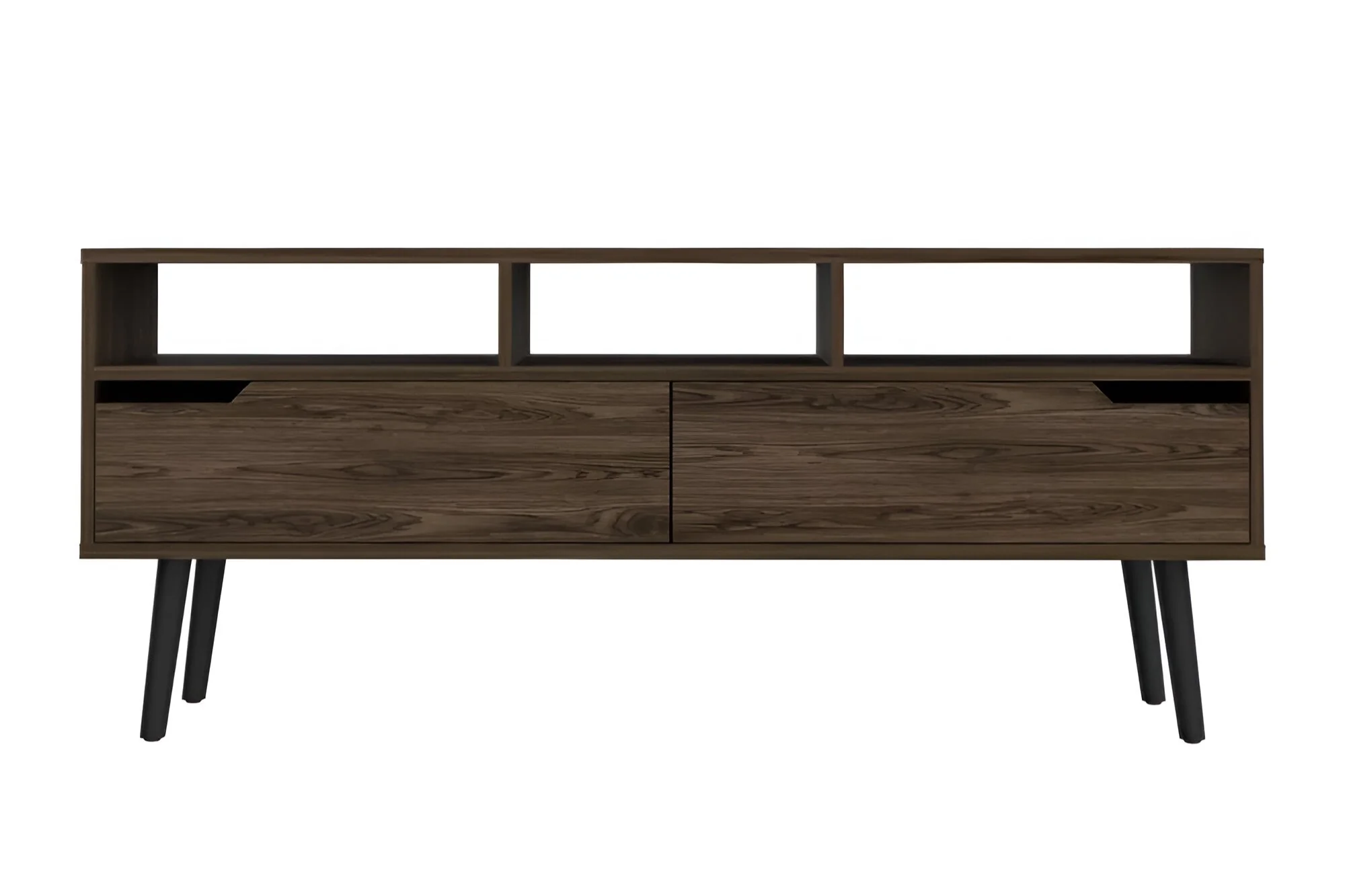 Dark Brown Wood Enclosed and Open Storage TV Stand By Homeroots - Image 6