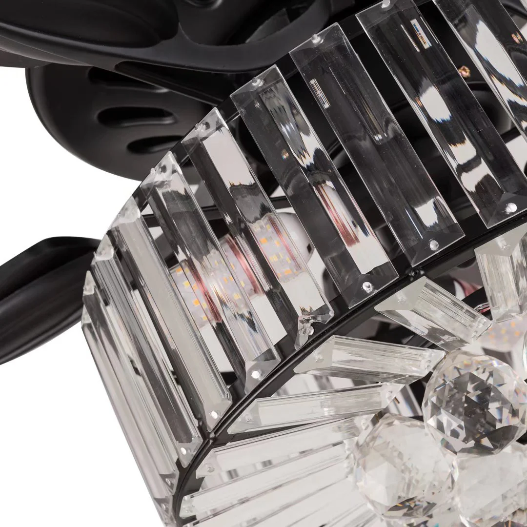 Dark Brown Wooden and Faux Crystal Chandelier Ceiling Fan By Homeroots - Image 7