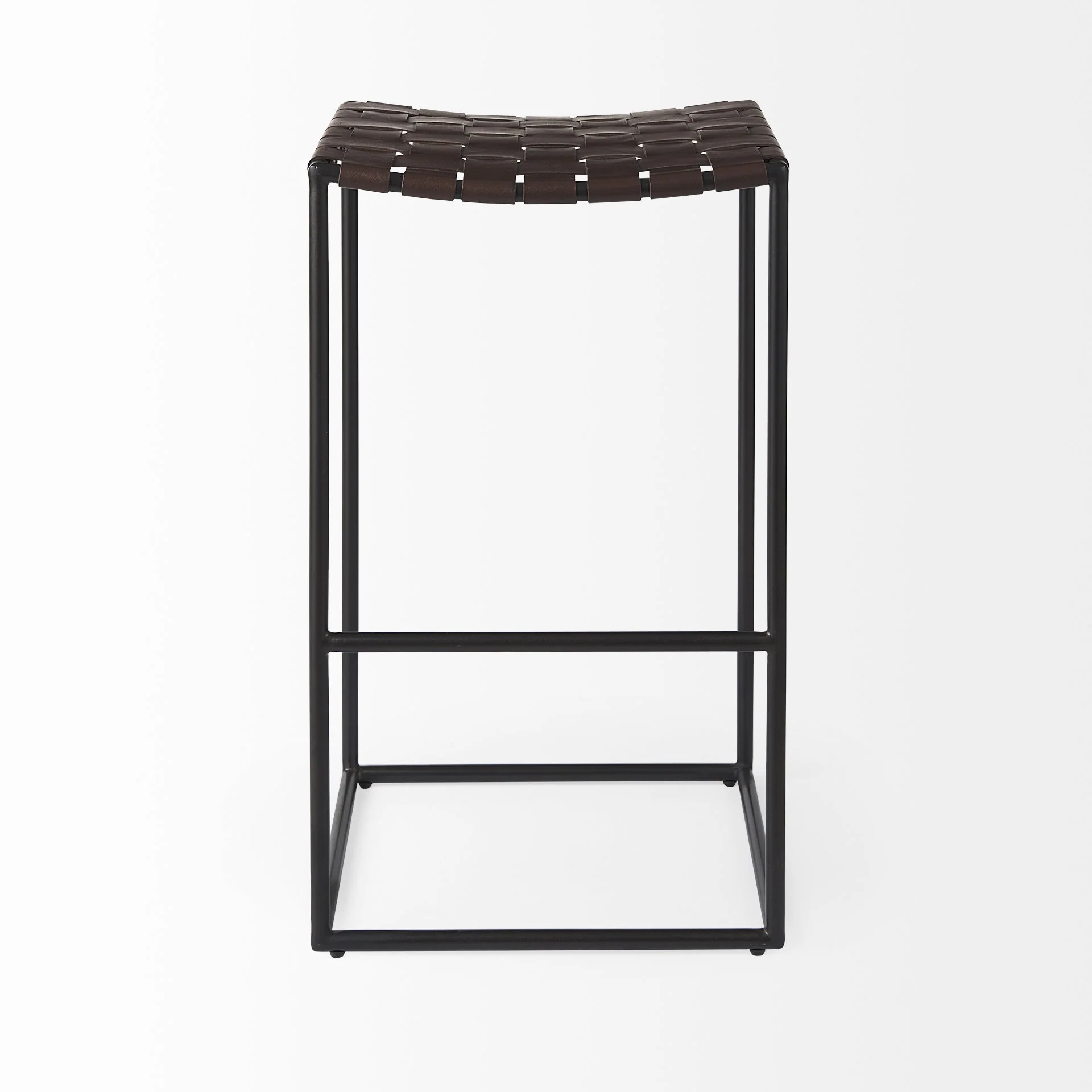 Dark Brown Woven Leather Bar Stool By Homeroots - Image 2