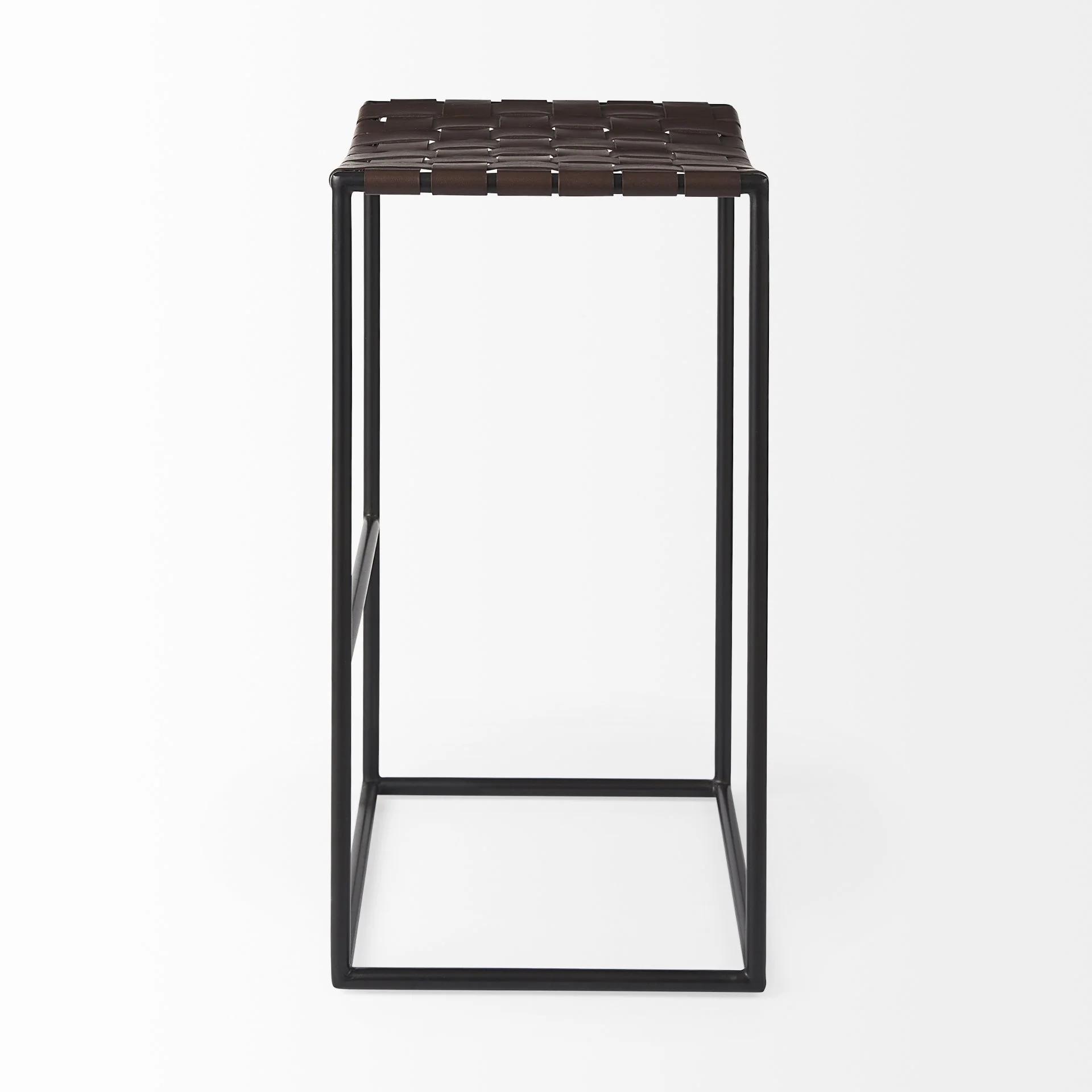 Dark Brown Woven Leather Bar Stool By Homeroots - Image 3