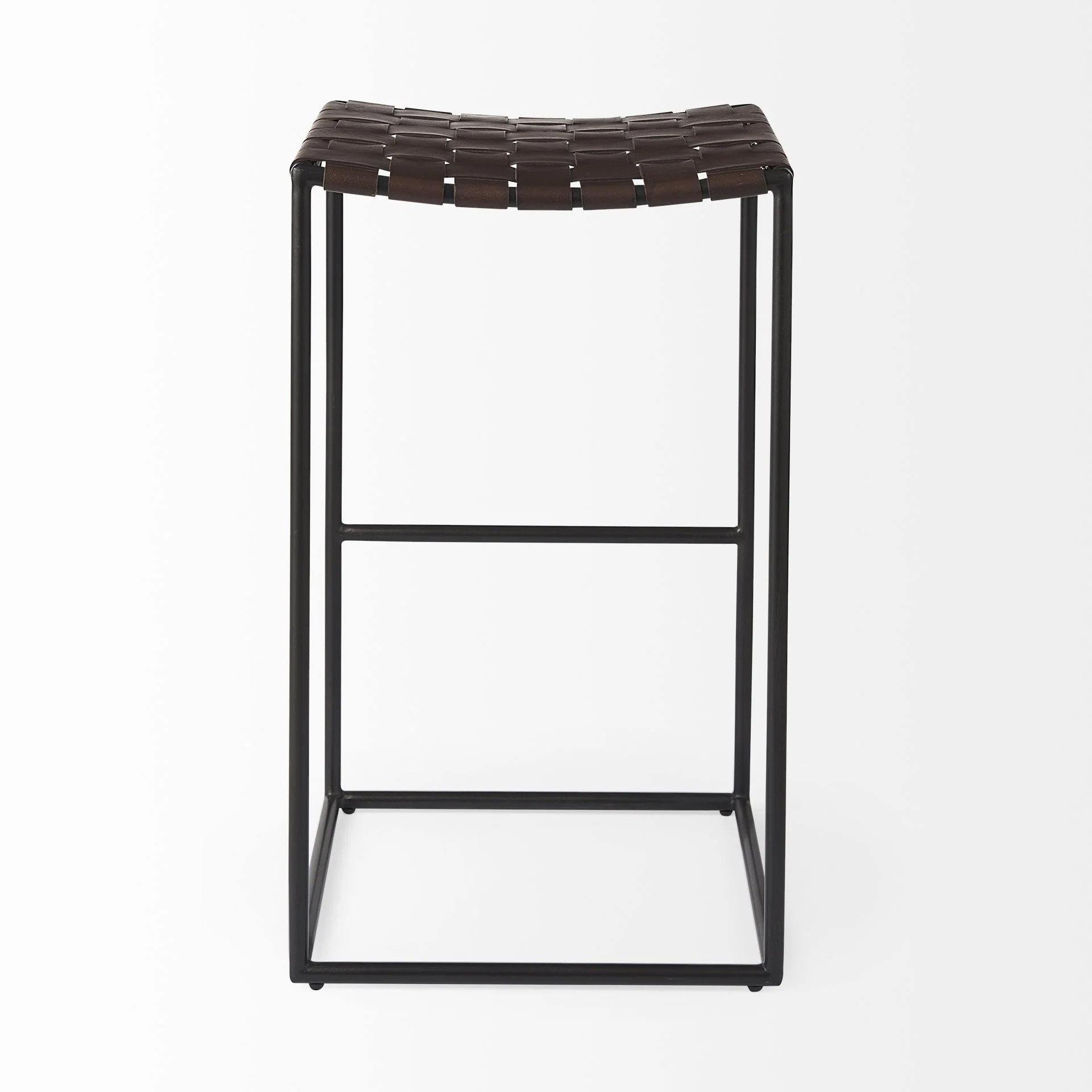 Dark Brown Woven Leather Bar Stool By Homeroots - Image 4