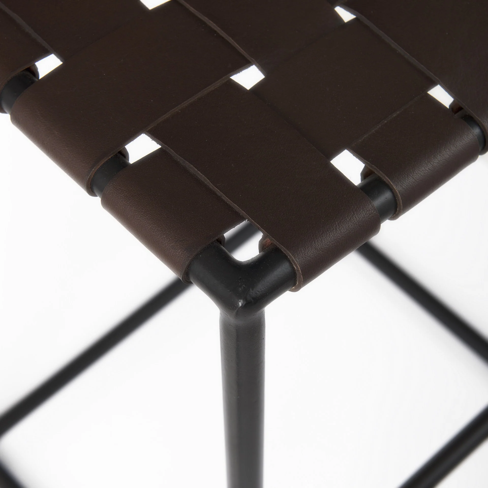 Dark Brown Woven Leather Bar Stool By Homeroots - Image 6