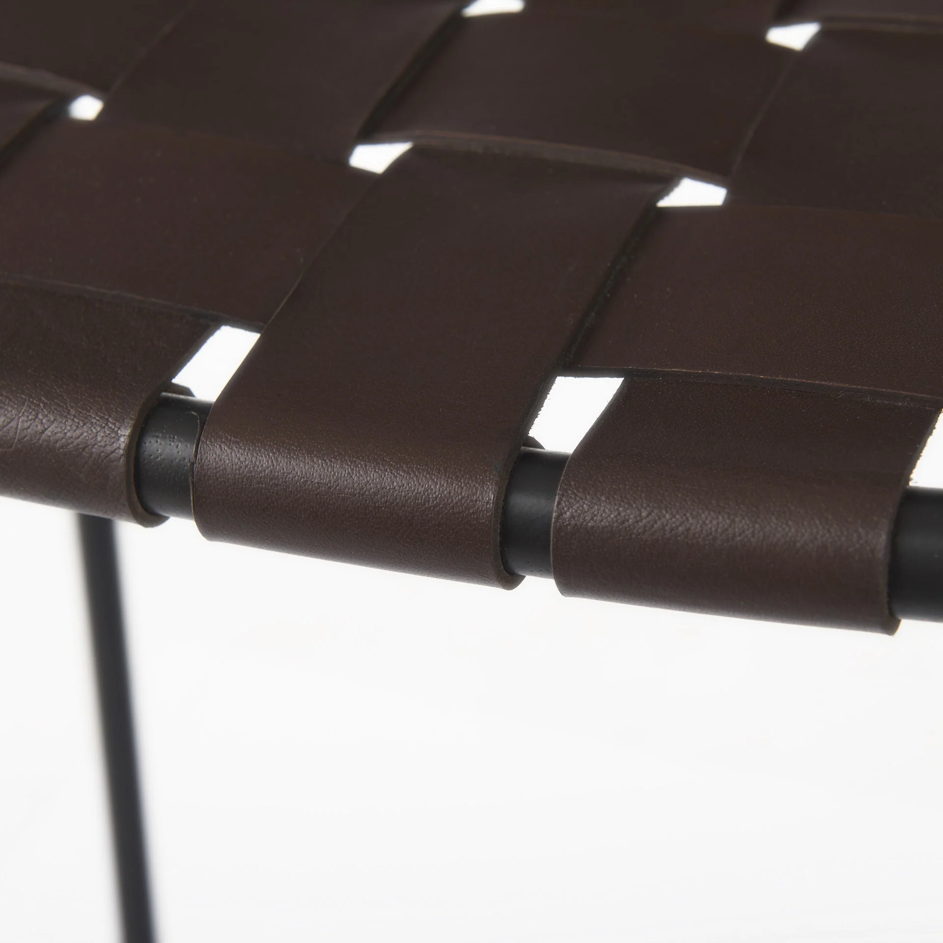 Dark Brown Woven Leather Bar Stool By Homeroots - Image 7