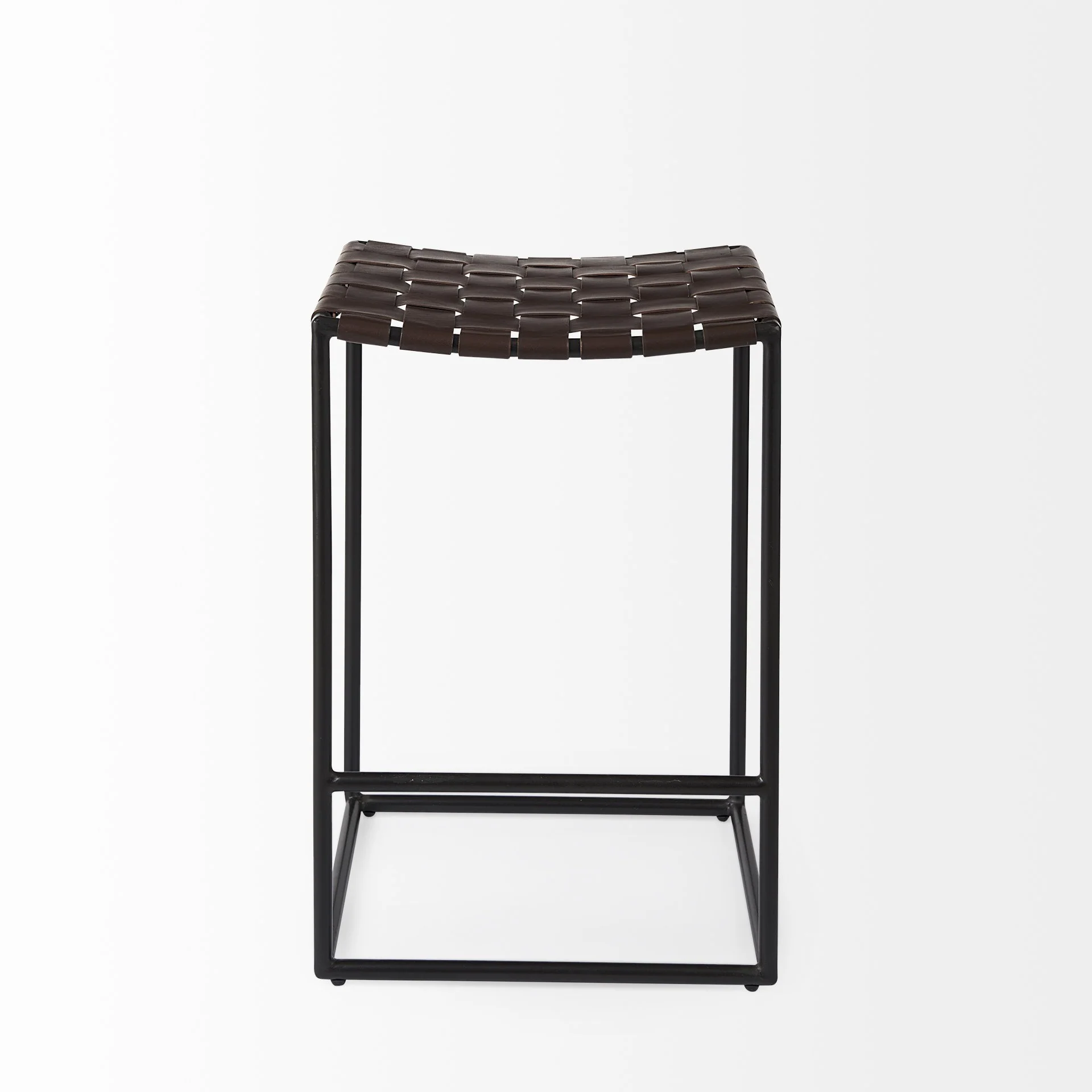 Dark Brown Woven Leather Counter Stool By Homeroots - Image 2
