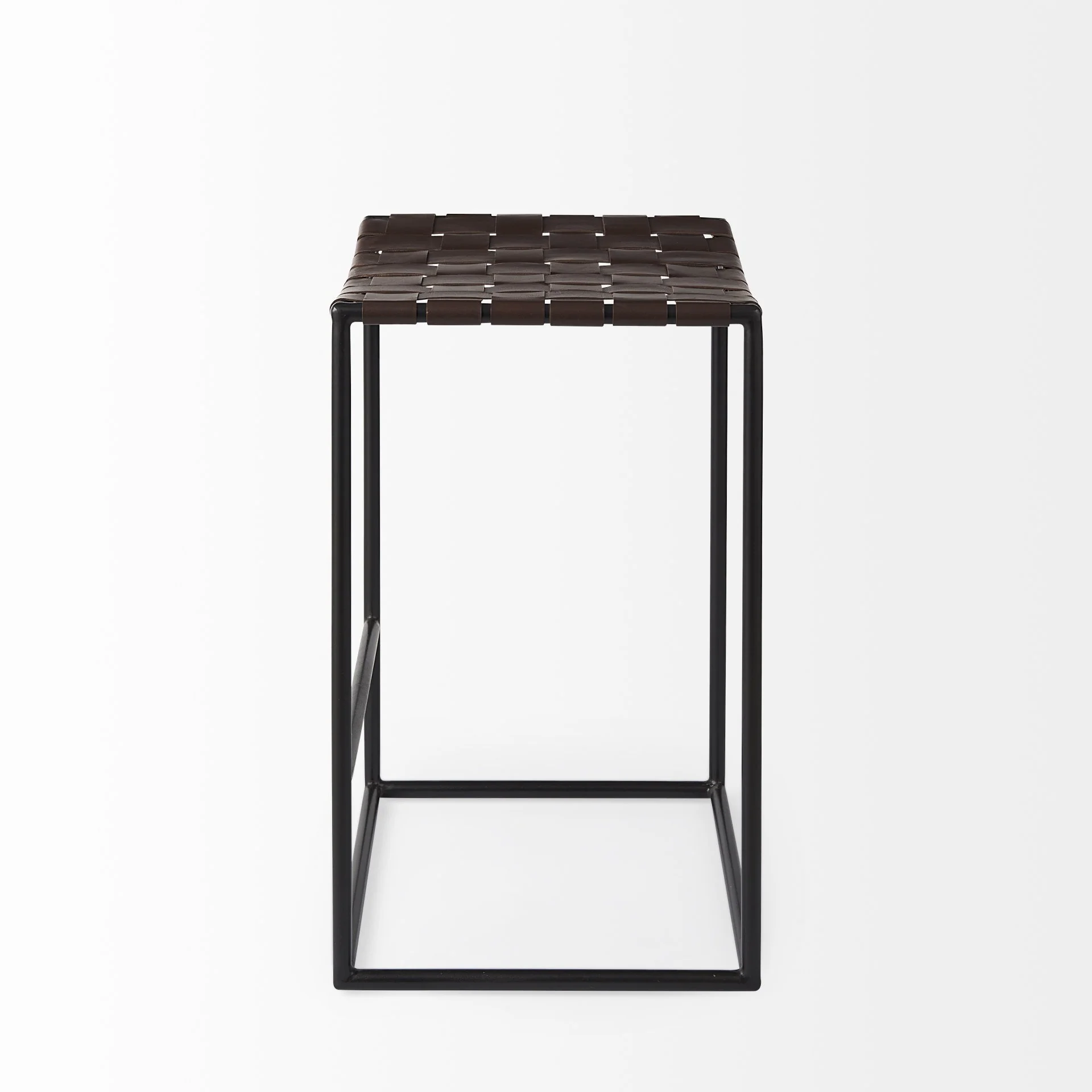 Dark Brown Woven Leather Counter Stool By Homeroots - Image 3