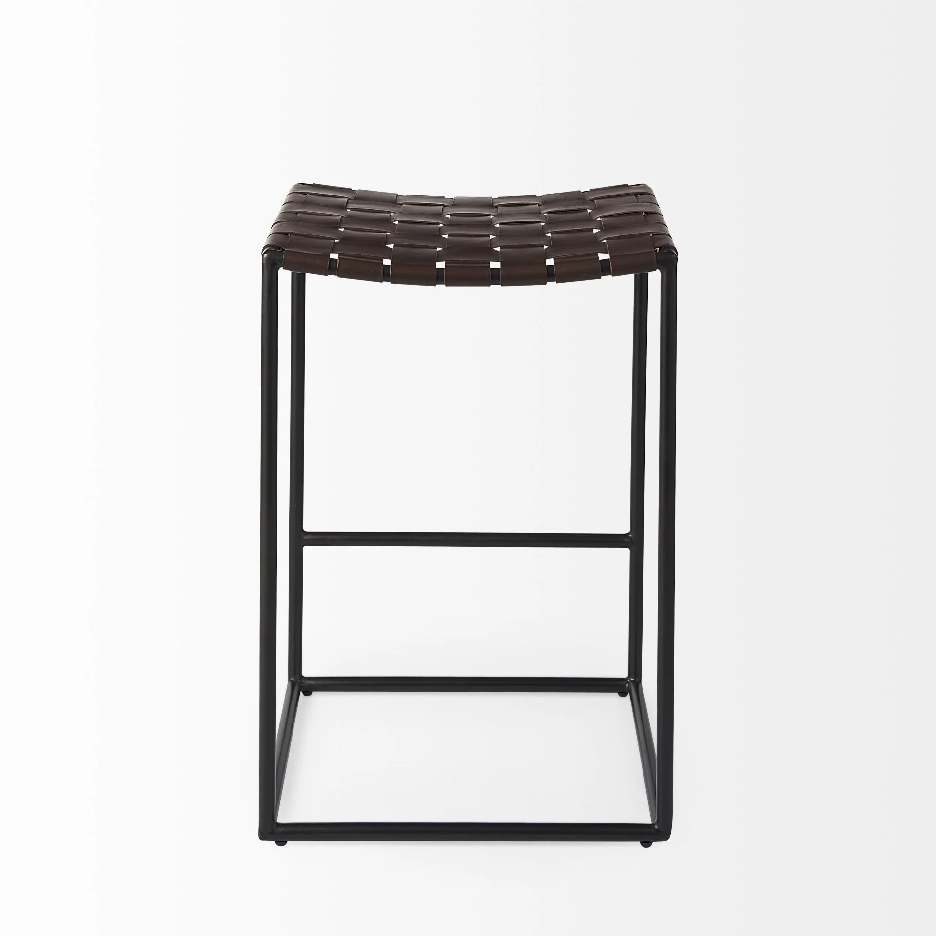 Dark Brown Woven Leather Counter Stool By Homeroots - Image 4